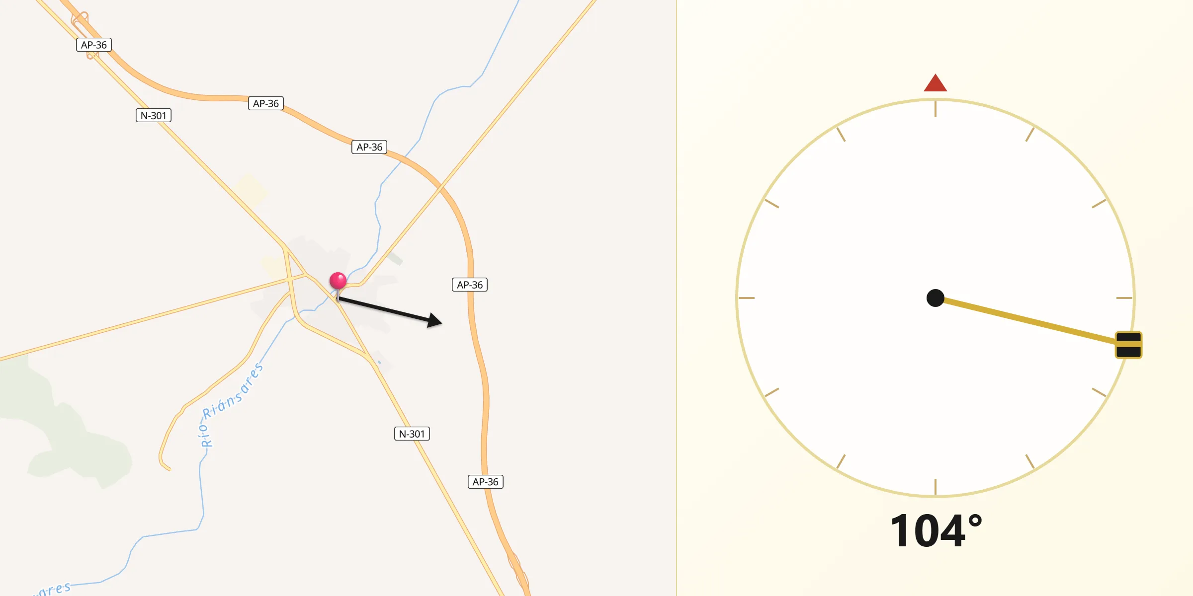 Dirección de la Qibla desde Corral de Almaguer