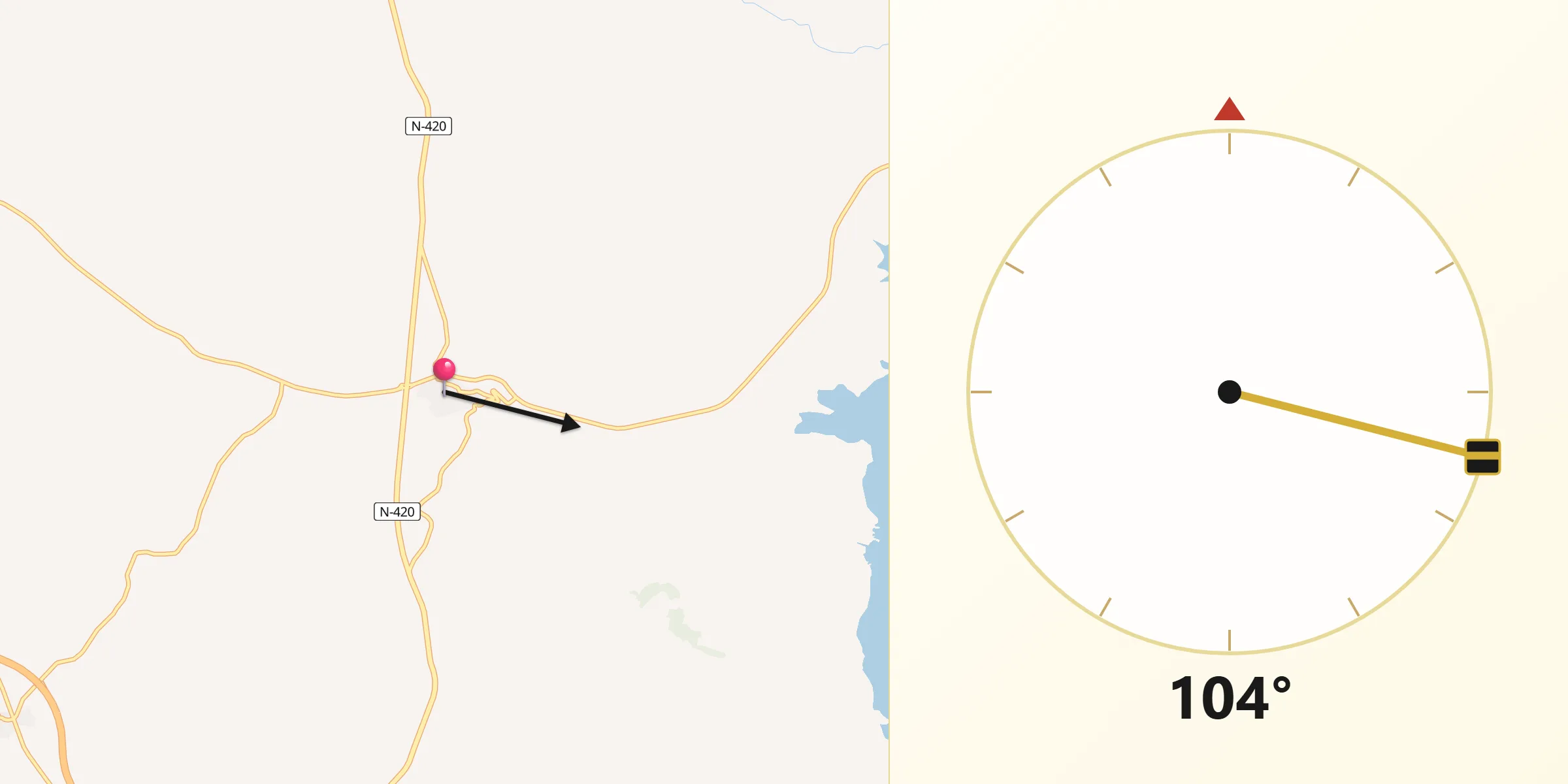 Dirección de la Qibla desde Olivares de Júcar