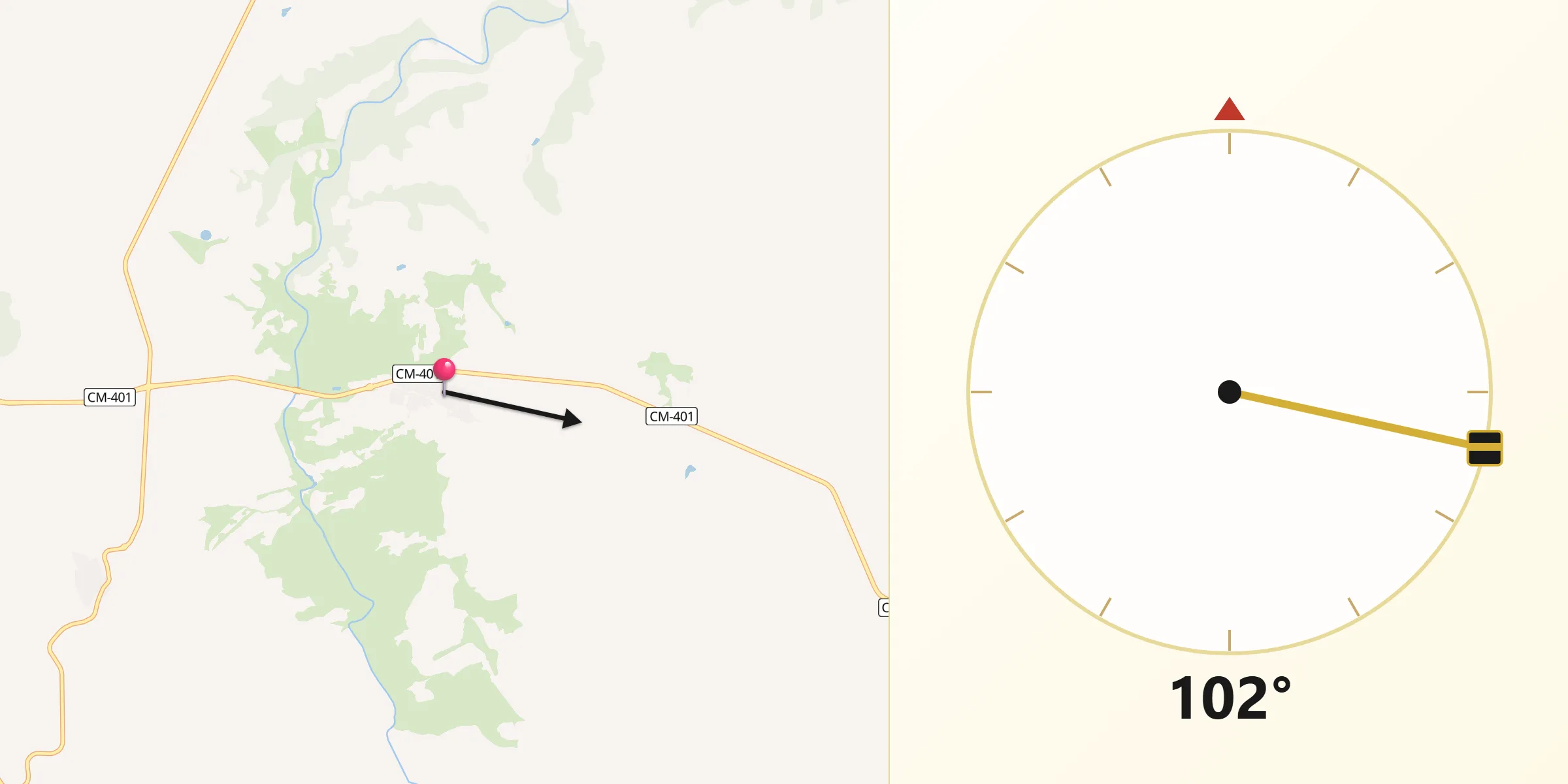 Dirección de la Qibla desde Santa Ana de Pusa