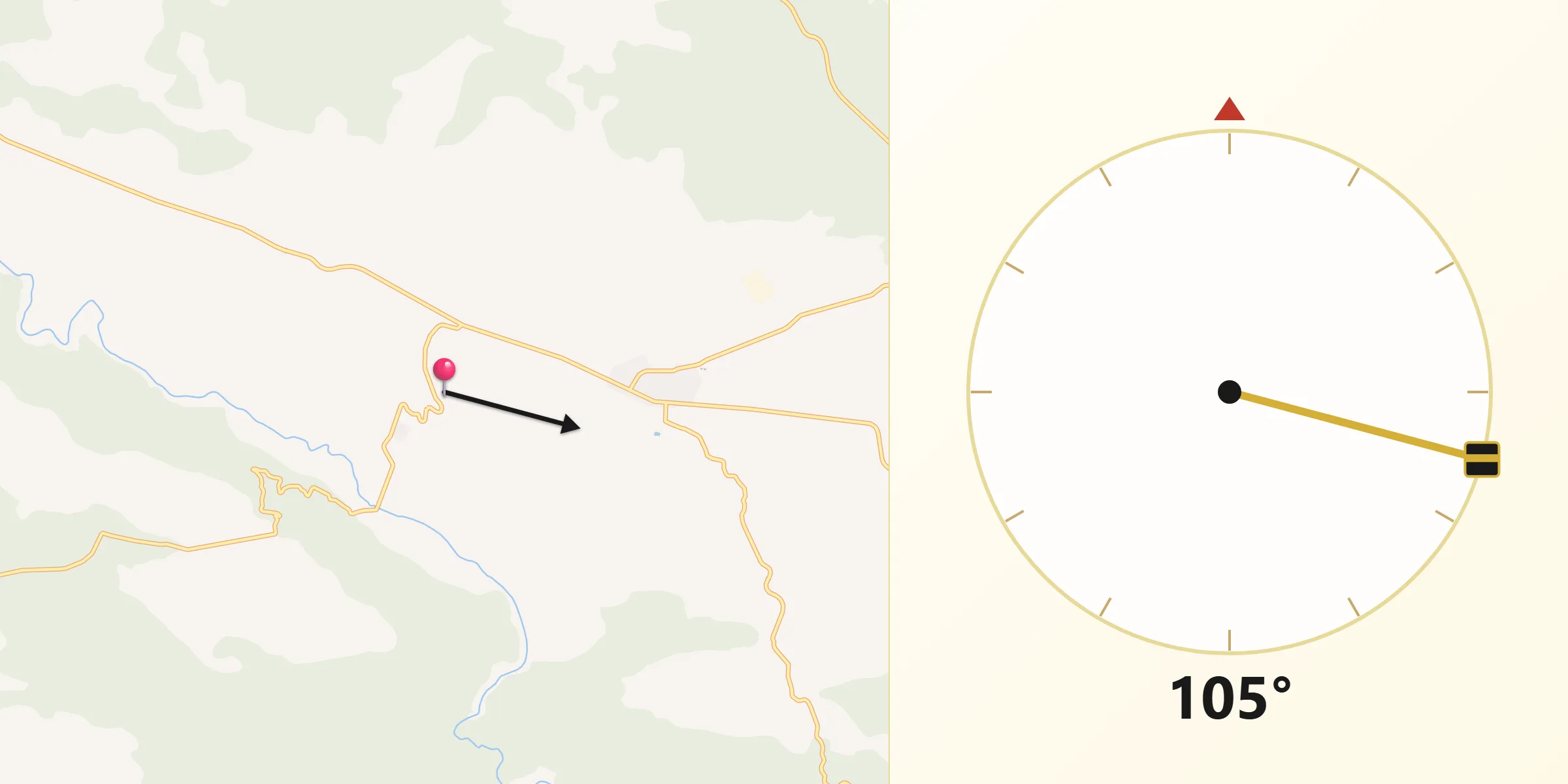 Dirección de la Qibla desde Yémeda