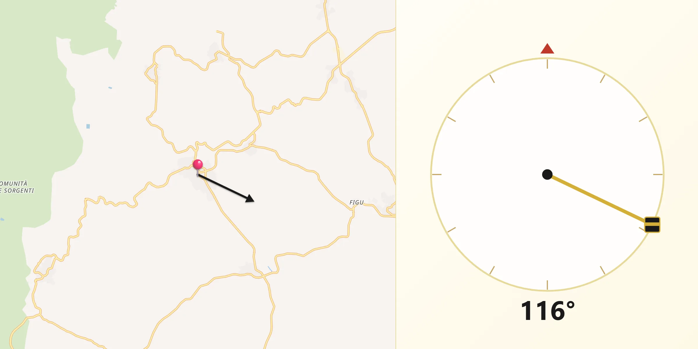 Direzione della Qibla da Ales