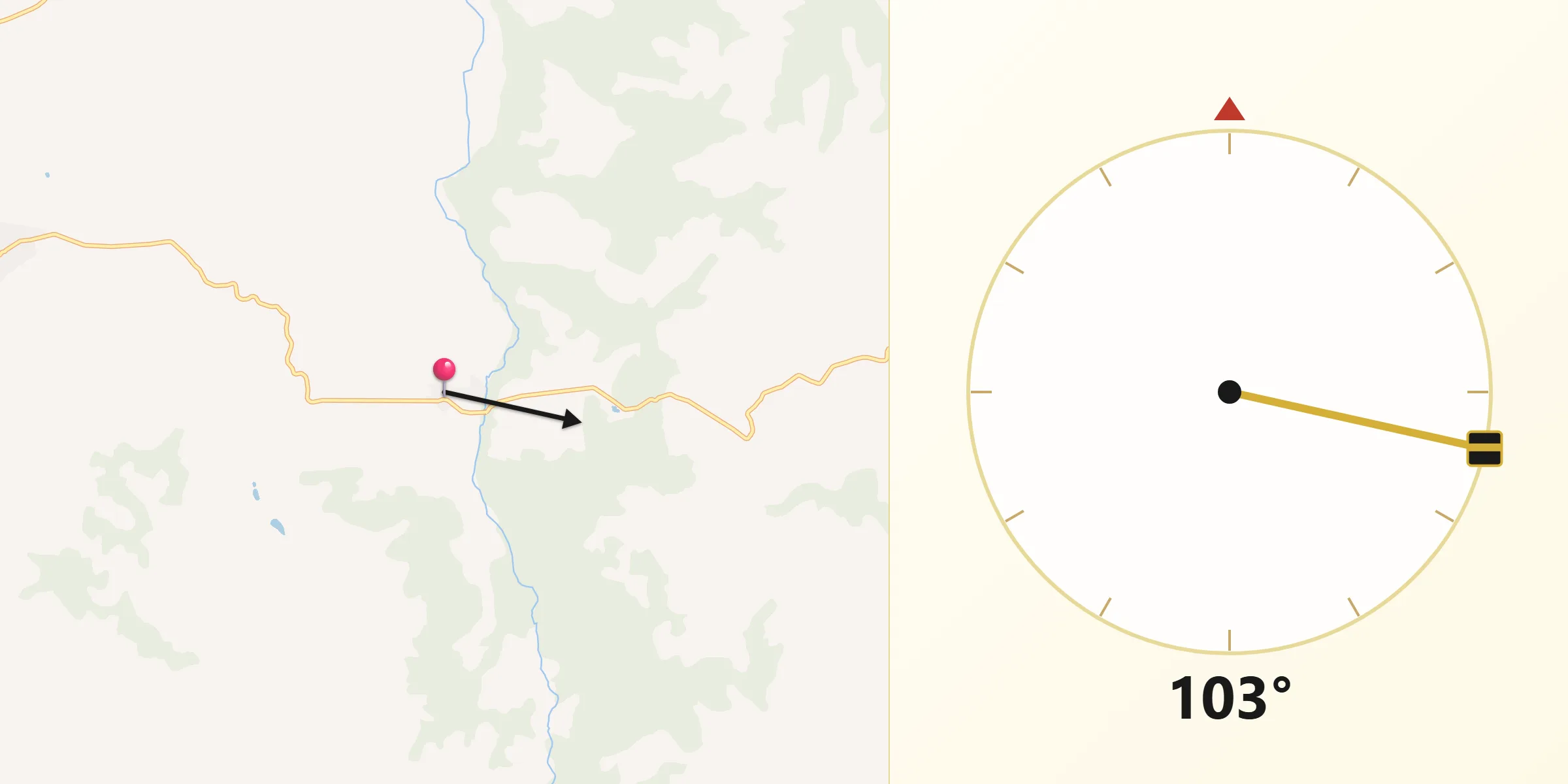 Dirección de la Qibla desde Villarejo de Montalbán