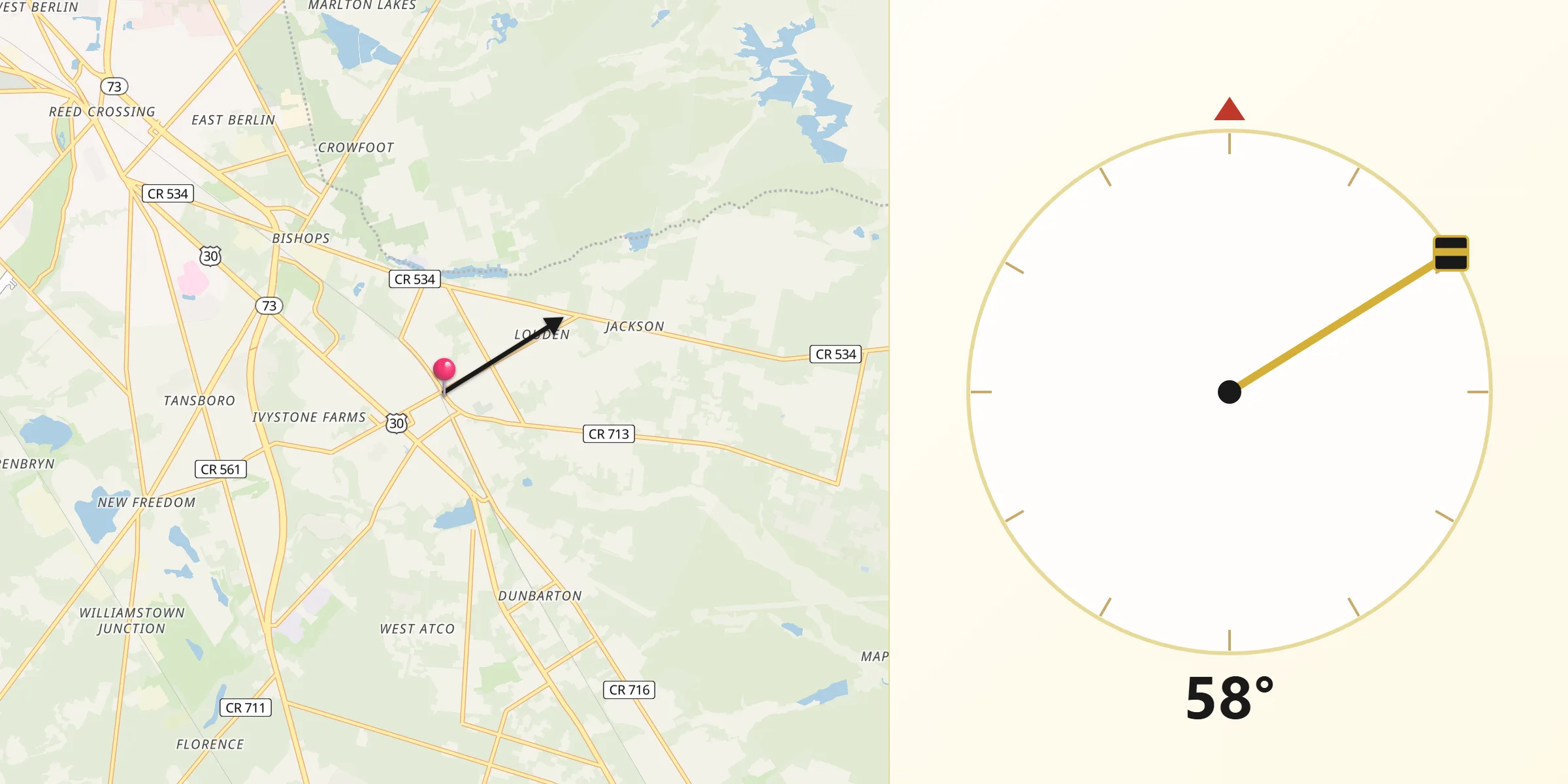 Qibla Direction from Atco