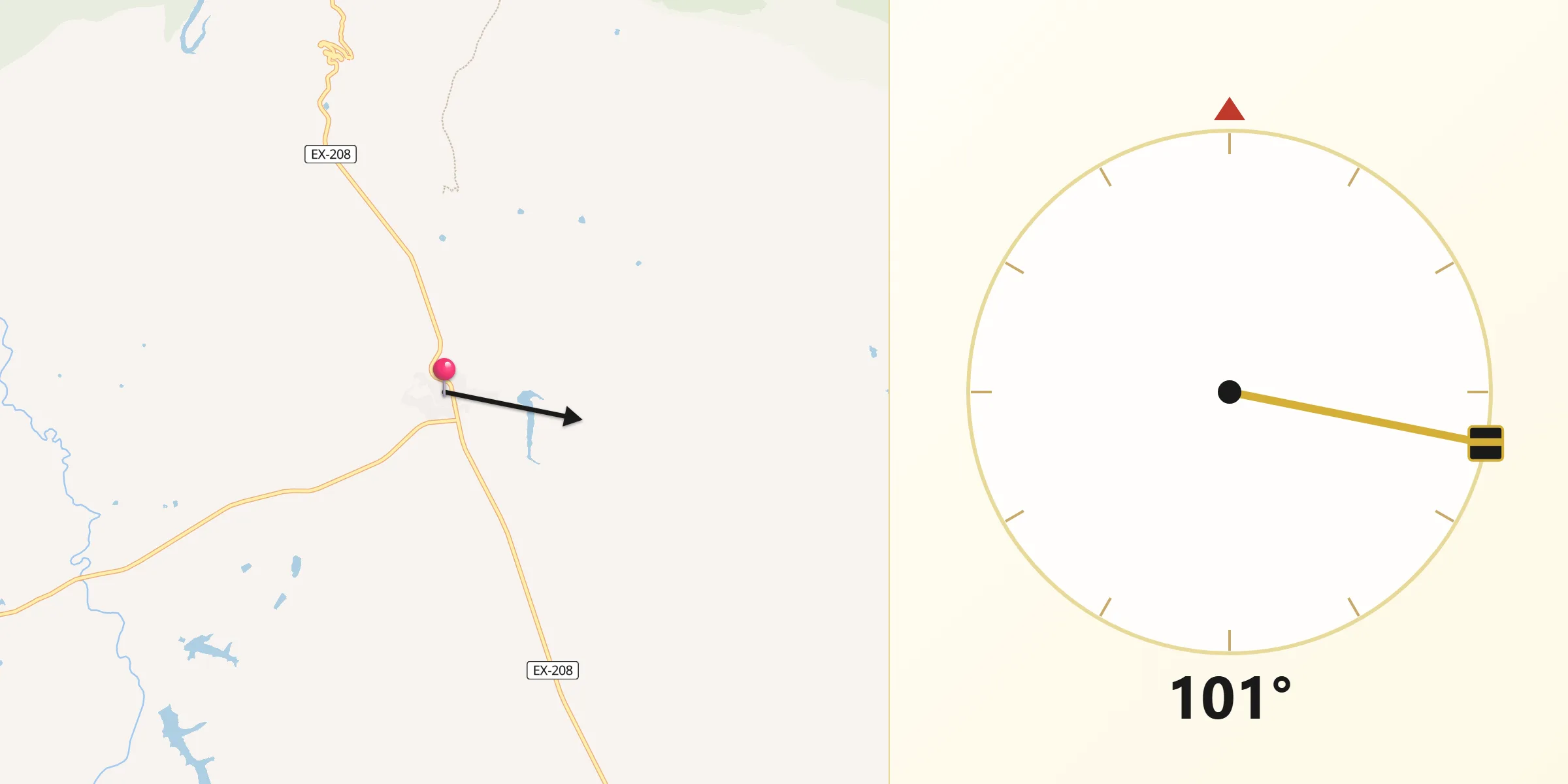 Dirección de la Qibla desde Torrejón el Rubio