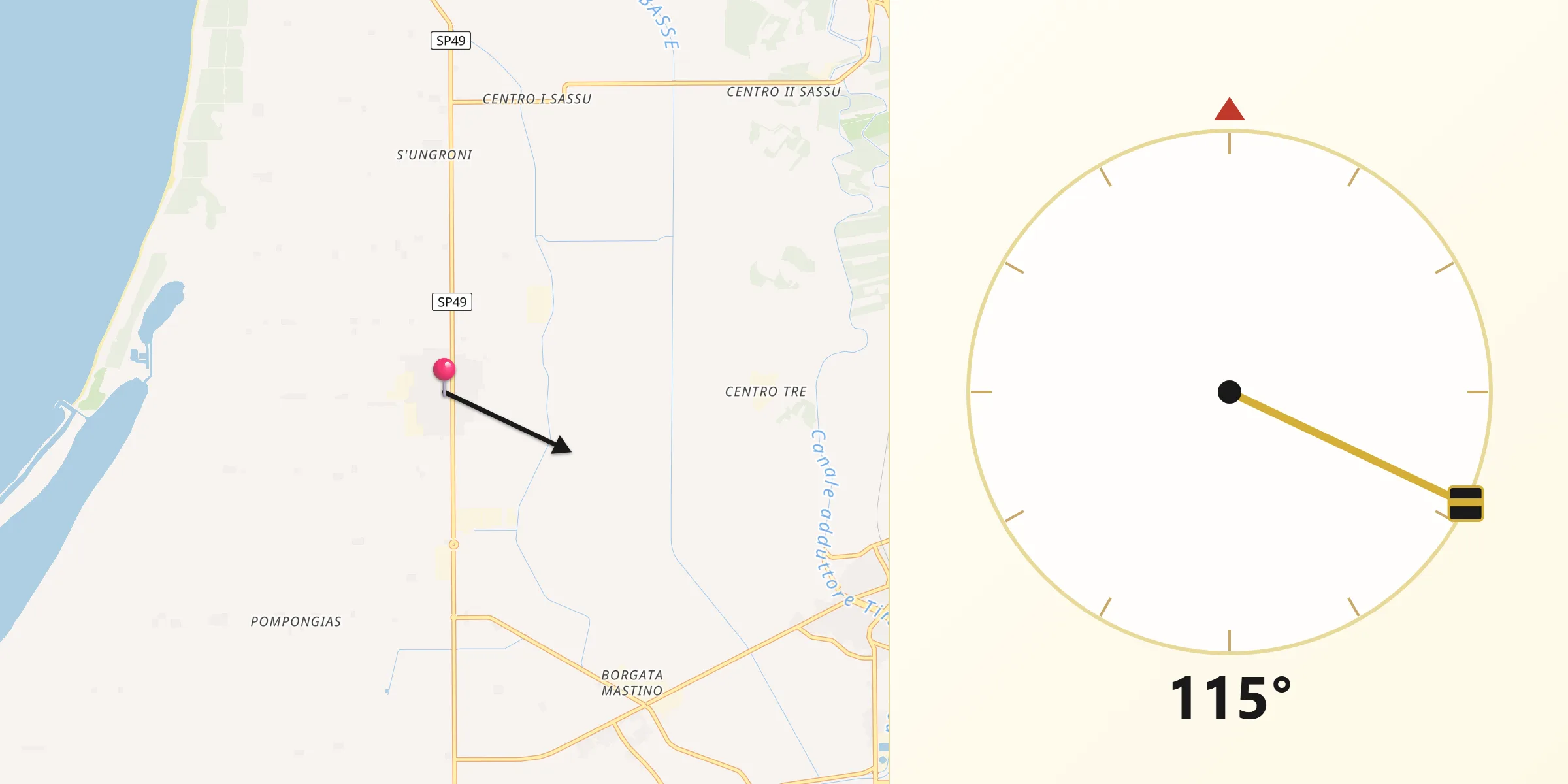 Direzione della Qibla da Arborea