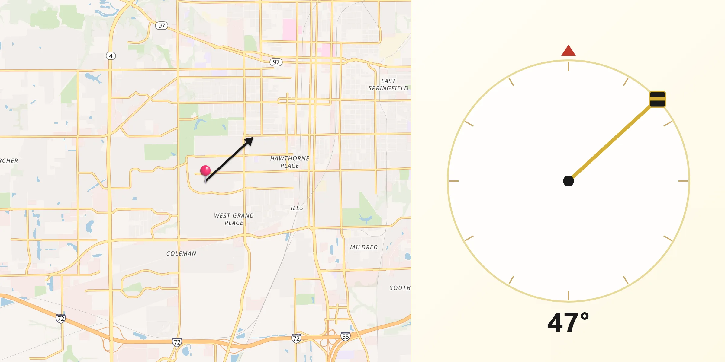 Qibla Direction from Leland Grove