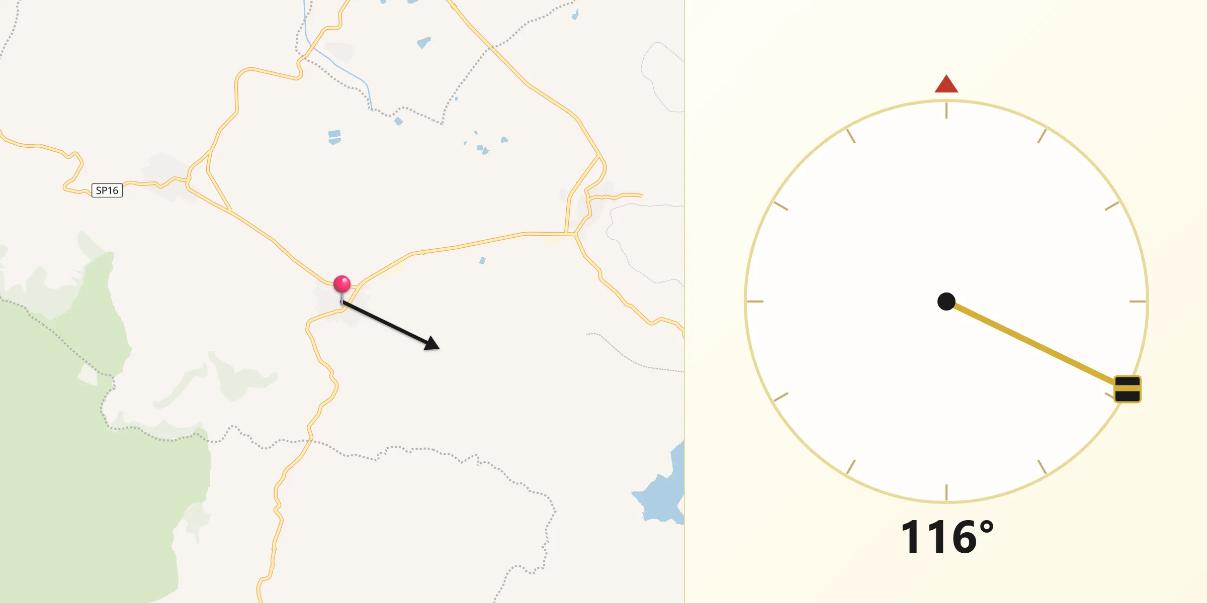 Direzione della Qibla da Nuragus