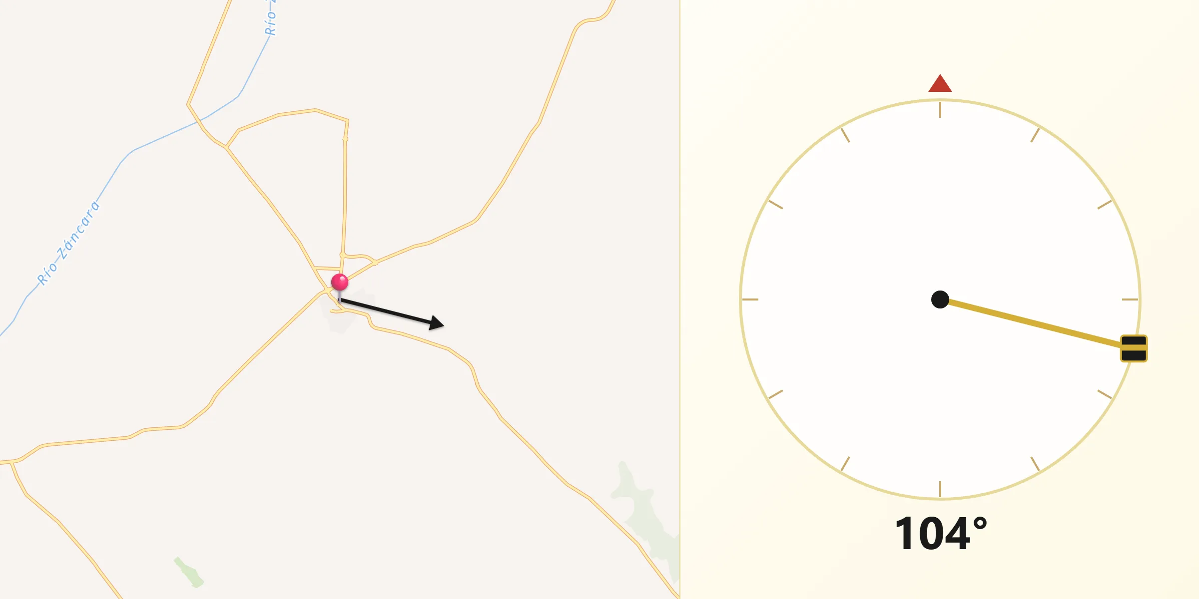 Dirección de la Qibla desde Villar de Cañas