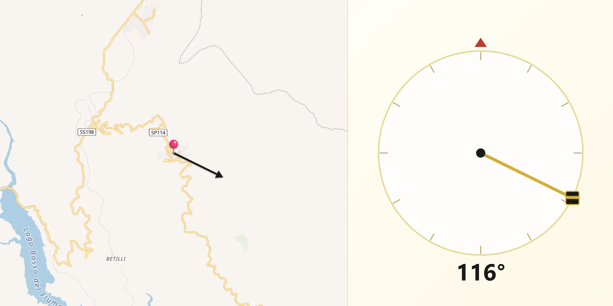 Direzione della Qibla da Esterzili
