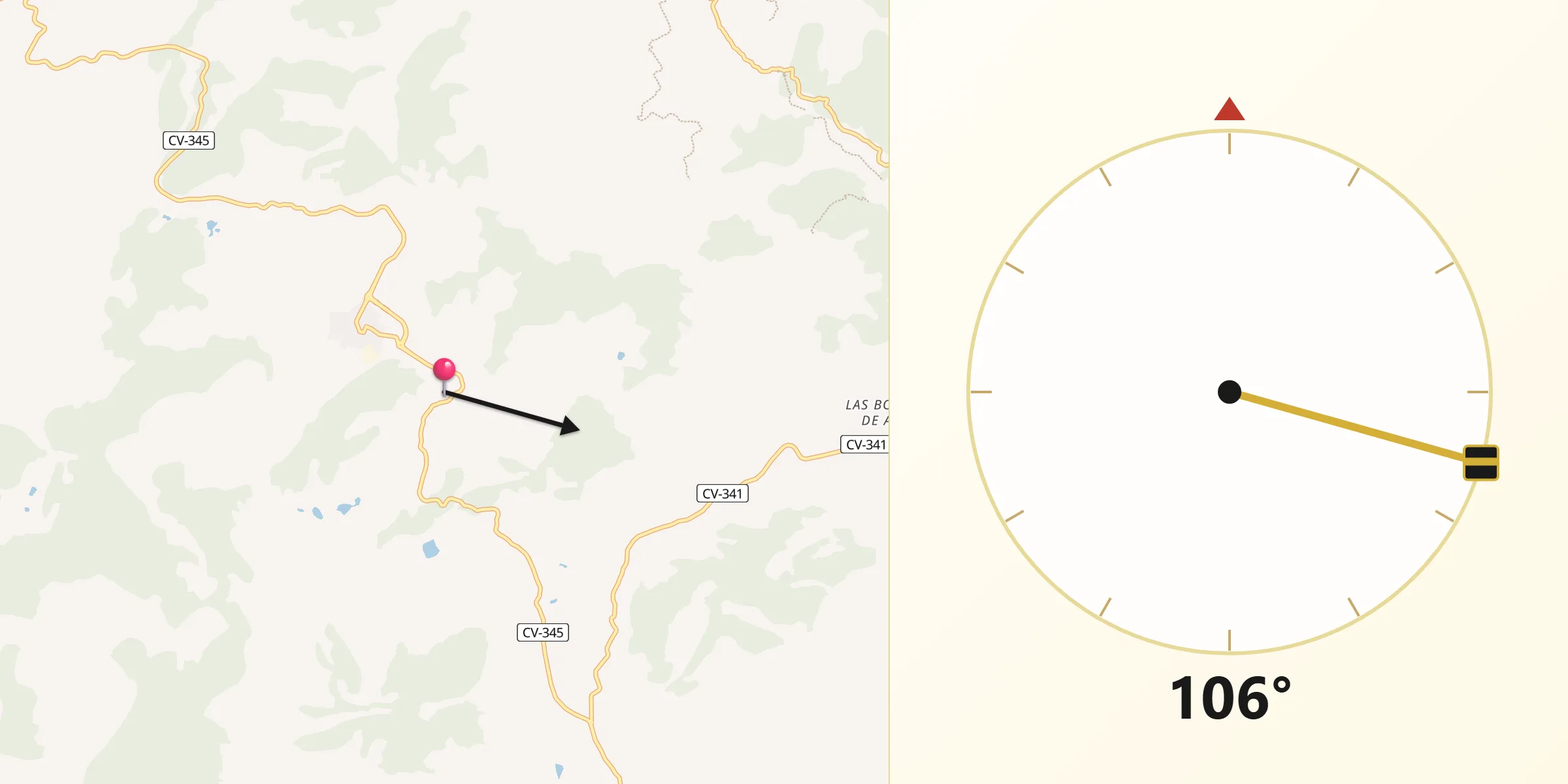 Dirección de la Qibla desde Higueruelas