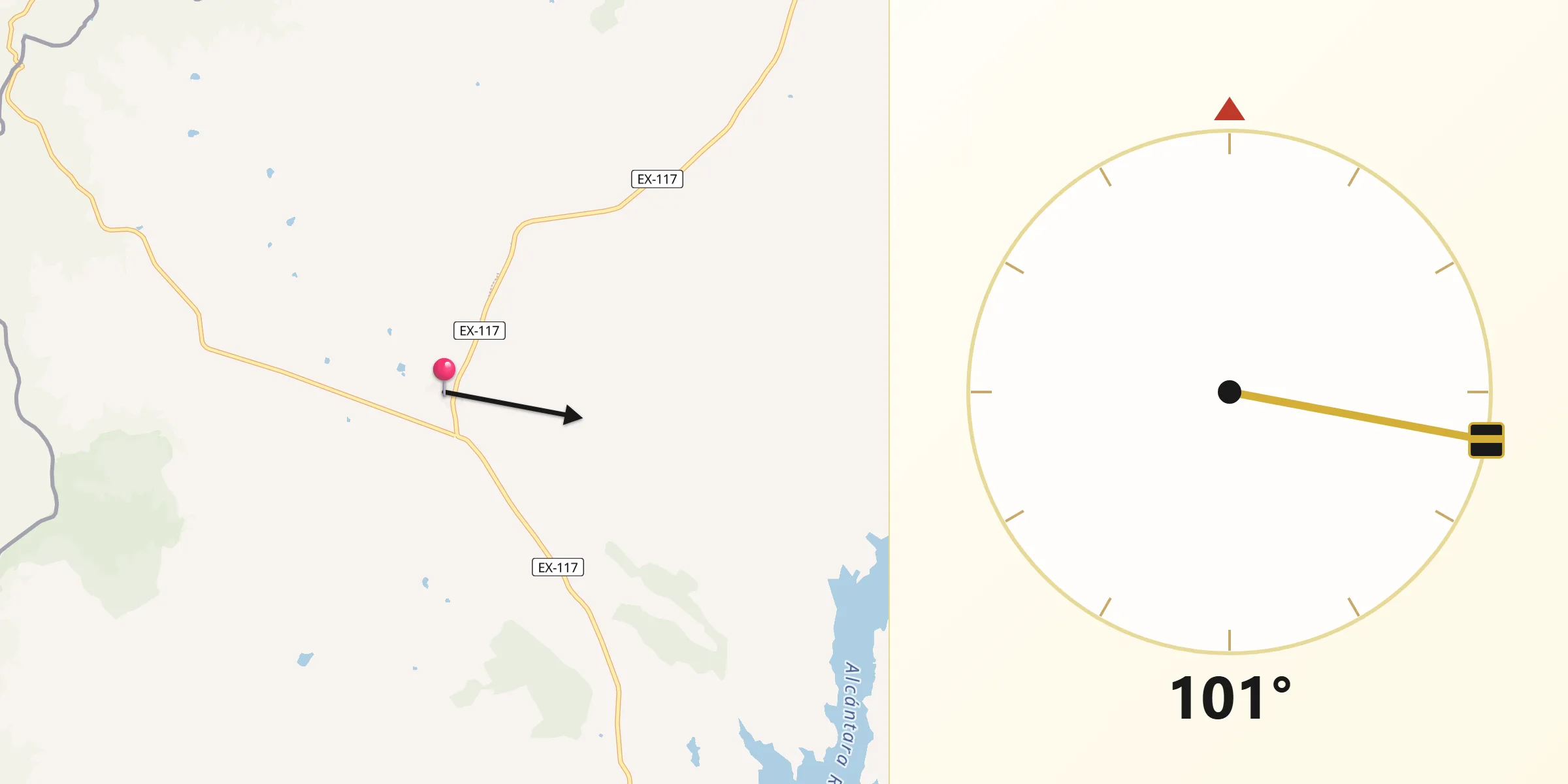 Dirección de la Qibla desde Piedras Albas