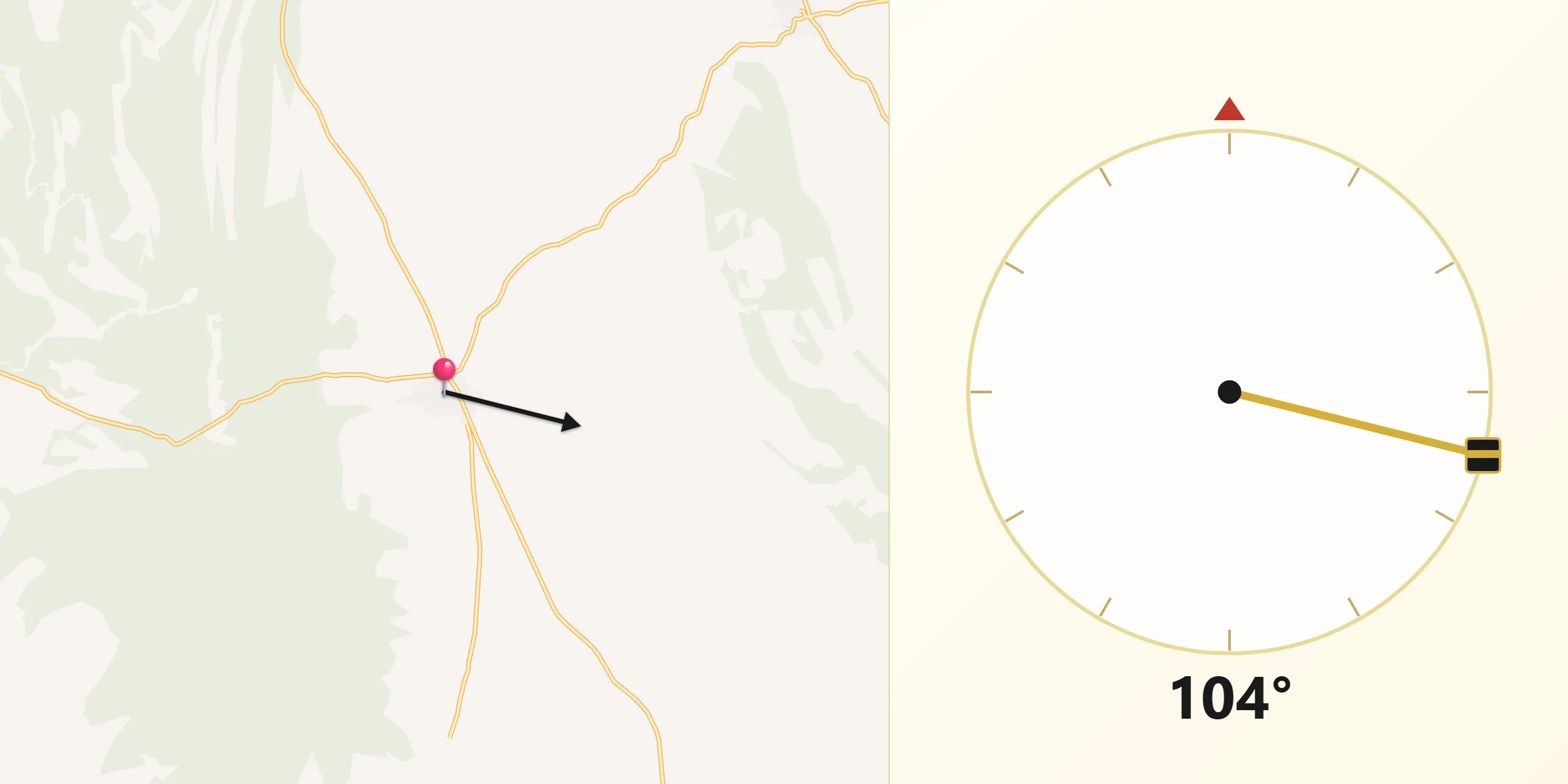 Dirección de la Qibla desde Puebla de Almenara