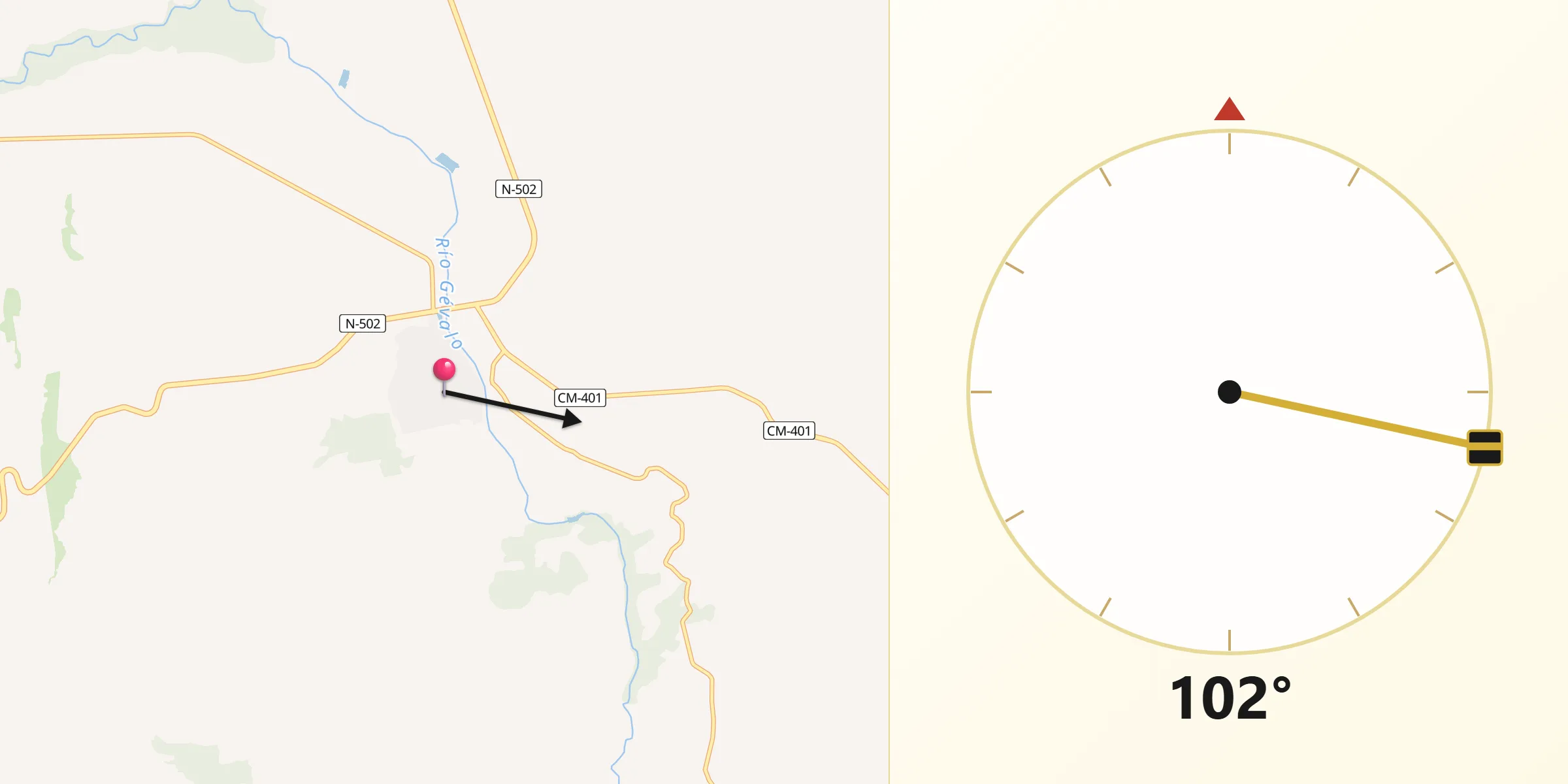 Dirección de la Qibla desde Alcaudete de la Jara