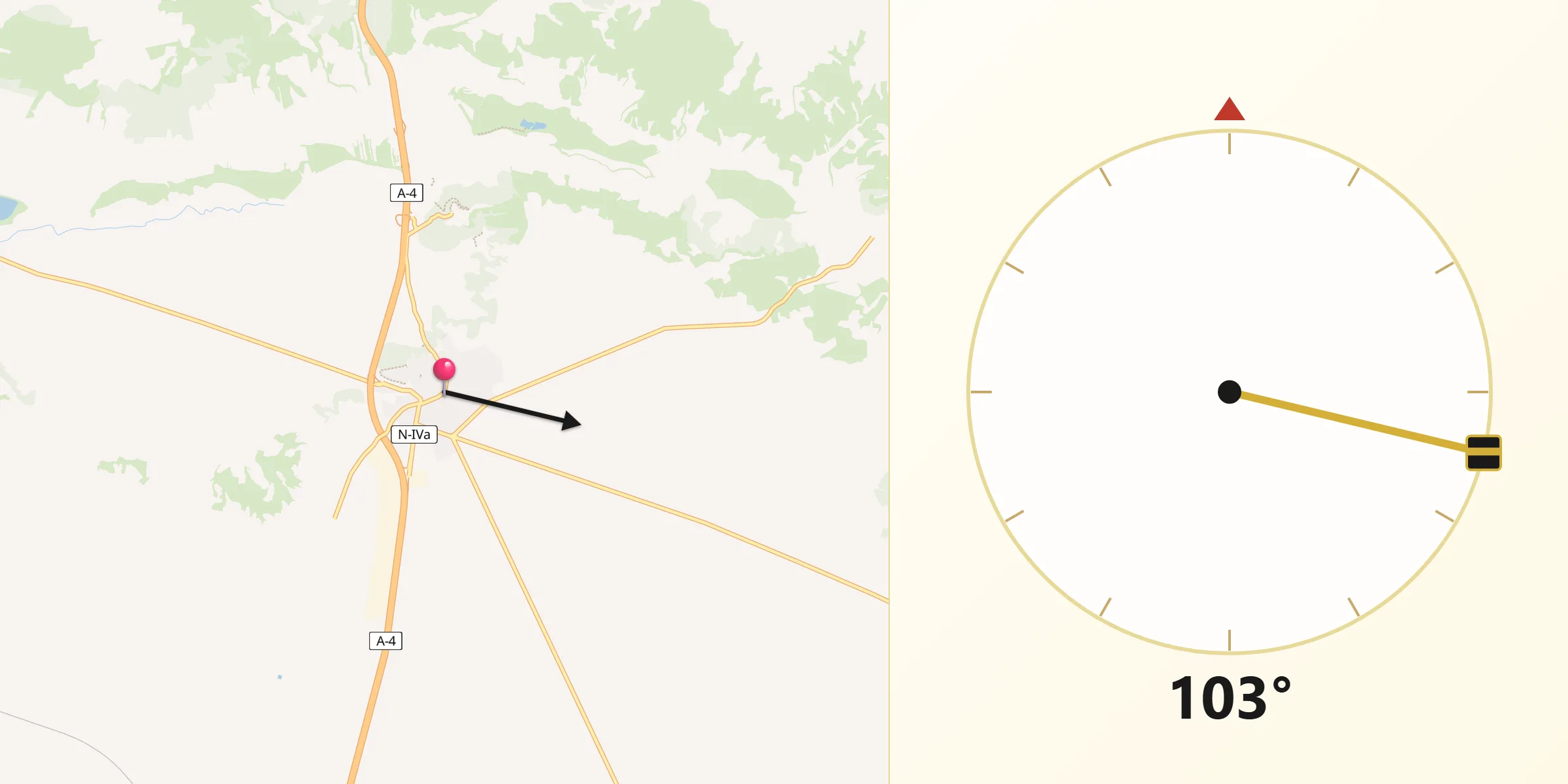 Dirección de la Qibla desde La Guardia