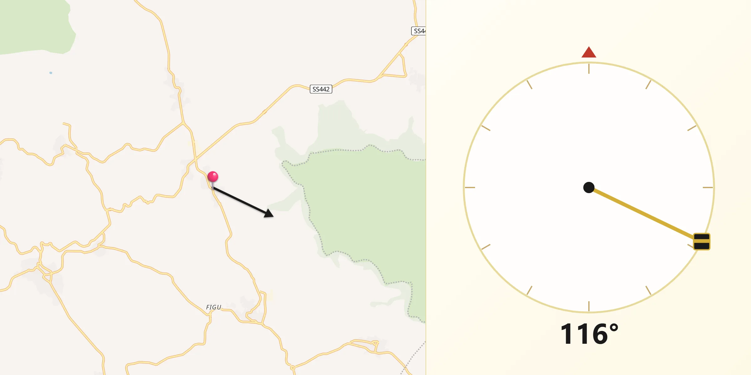 Direzione della Qibla da Albagiara