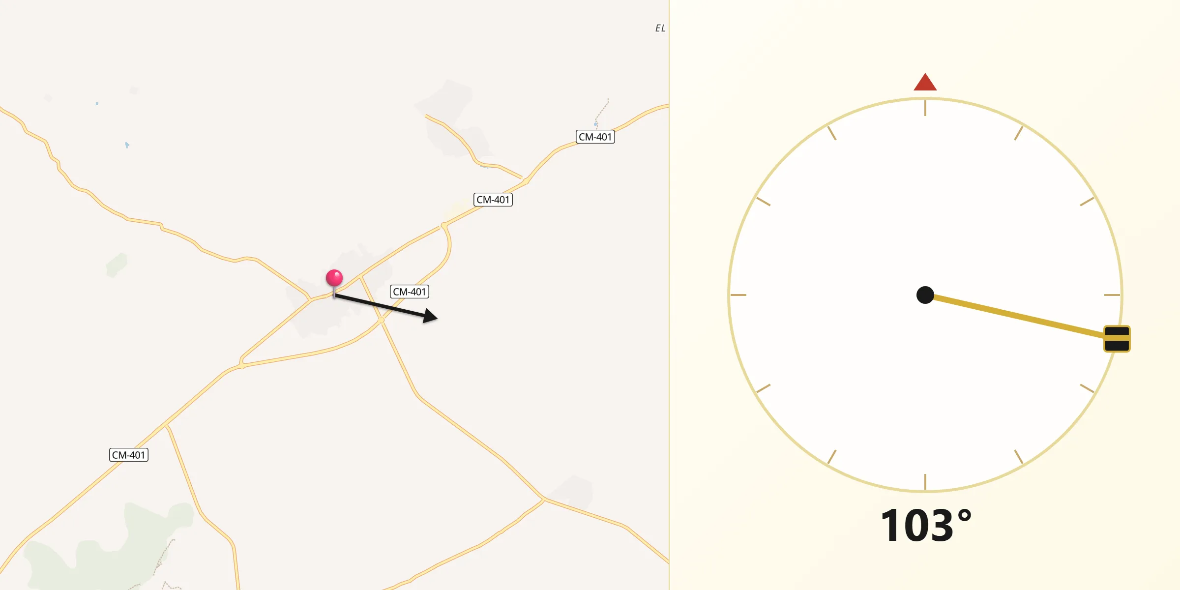 Dirección de la Qibla desde Polán