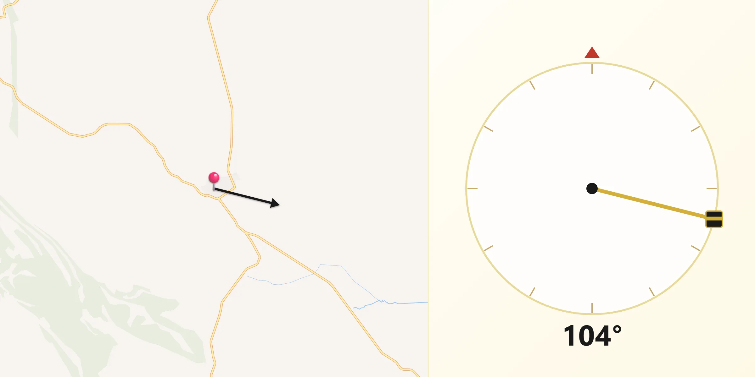 Dirección de la Qibla desde Villarejo de Fuentes