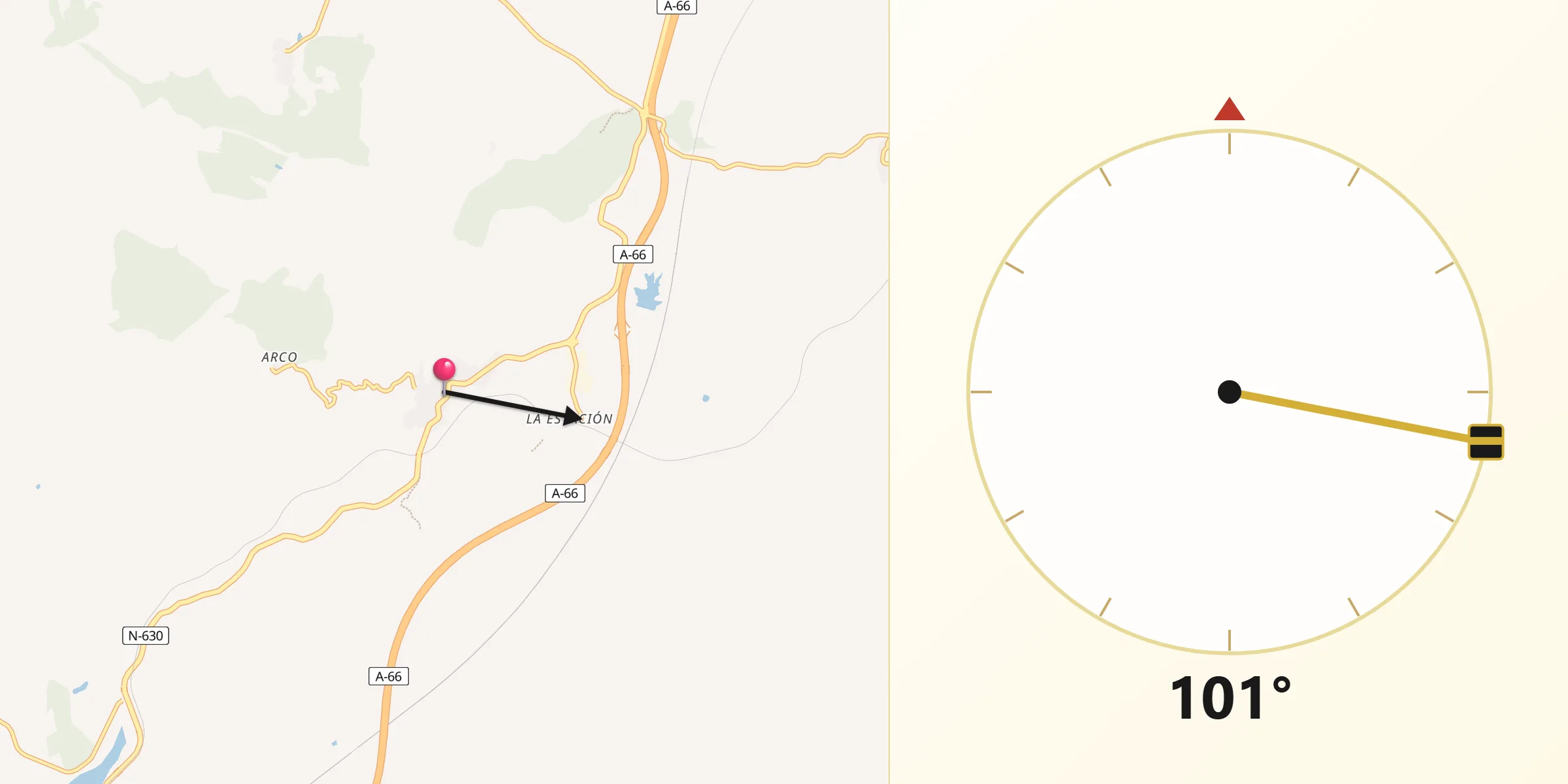 Dirección de la Qibla desde Cañaveral