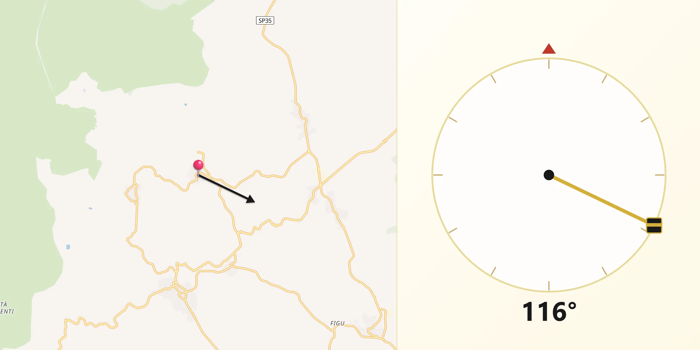 Direzione della Qibla da Villa Verde