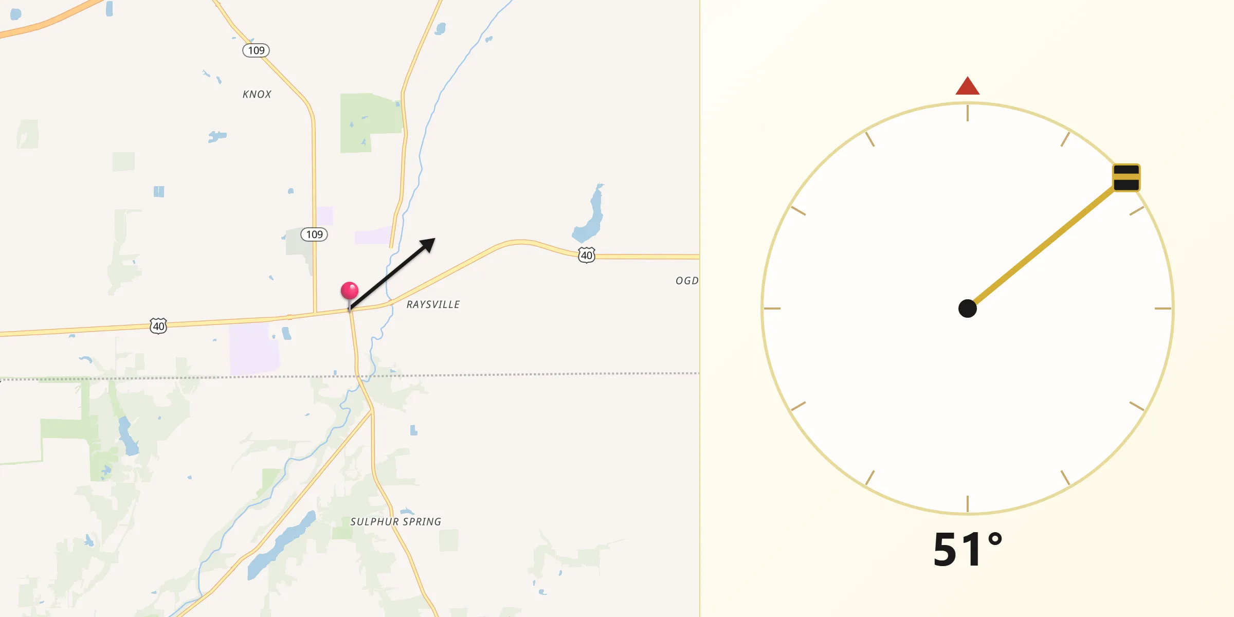 Qibla Direction from Knightstown