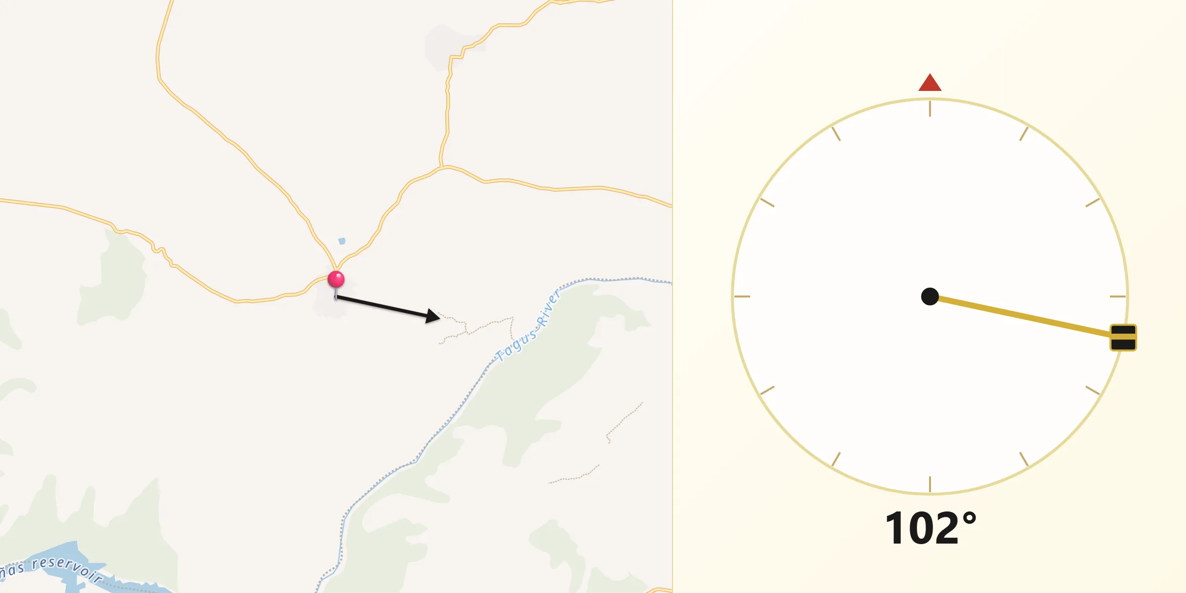 Dirección de la Qibla desde Valdeverdeja
