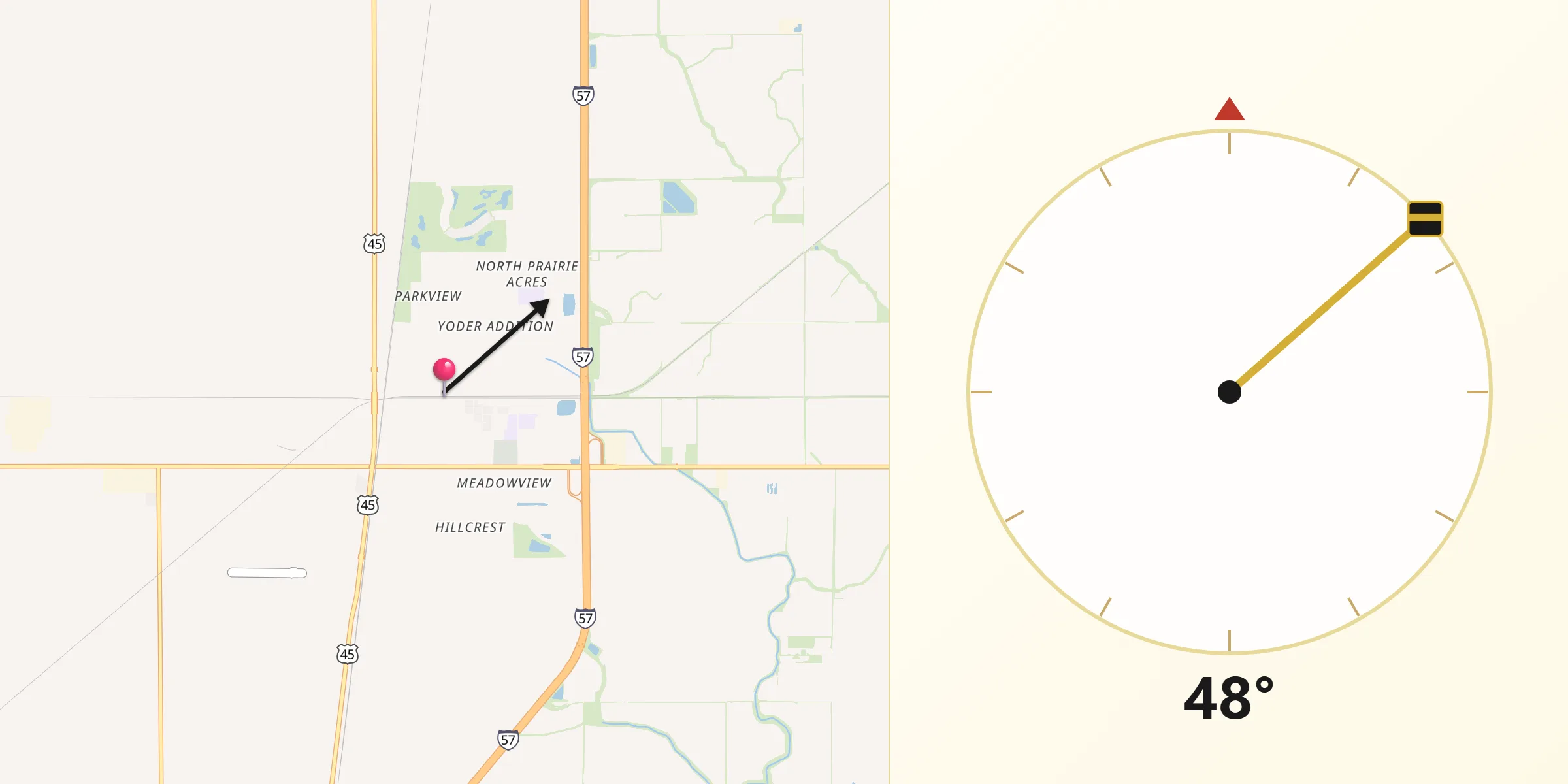 Qibla Direction from Tuscola