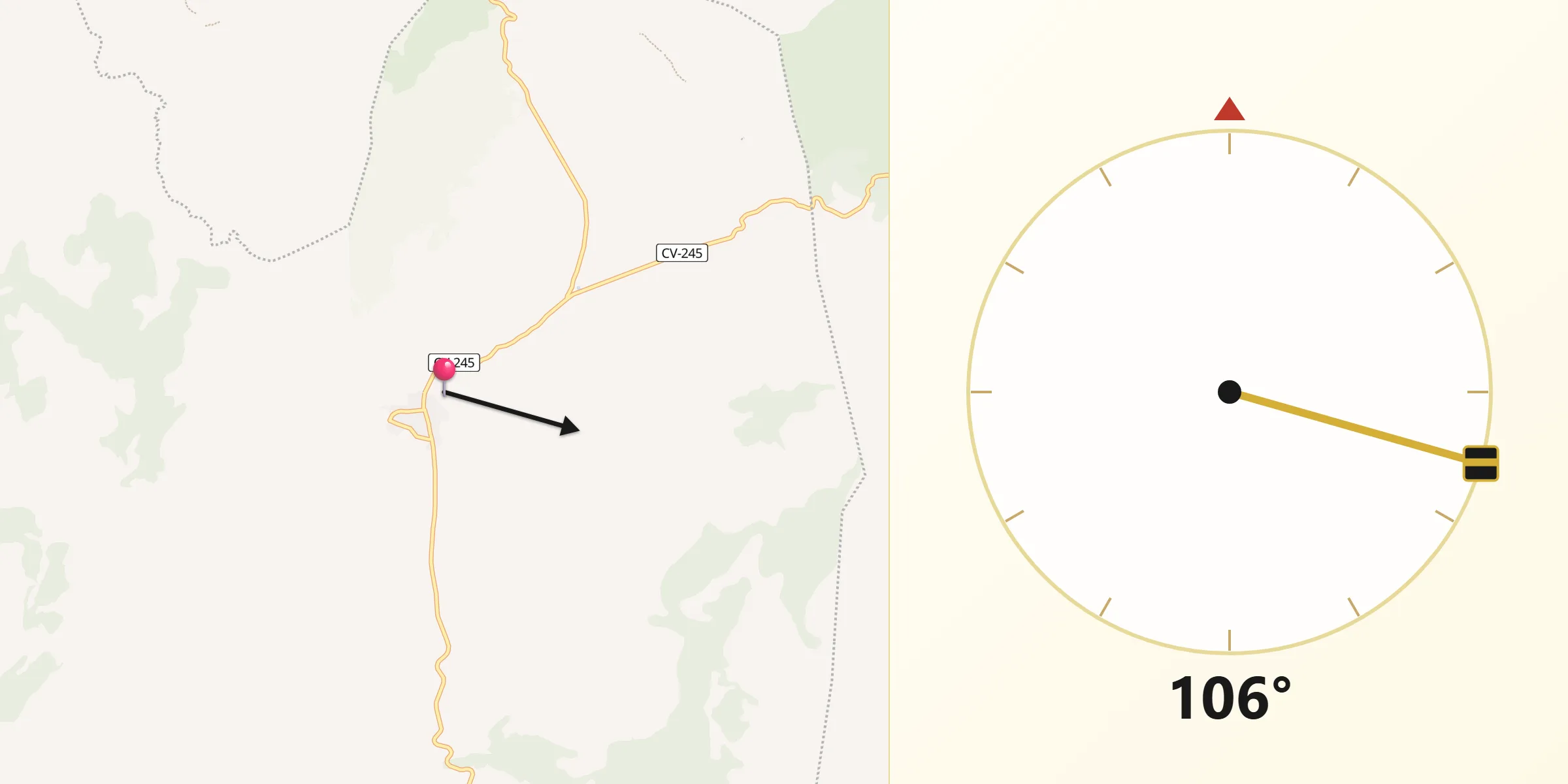 Dirección de la Qibla desde Alcublas