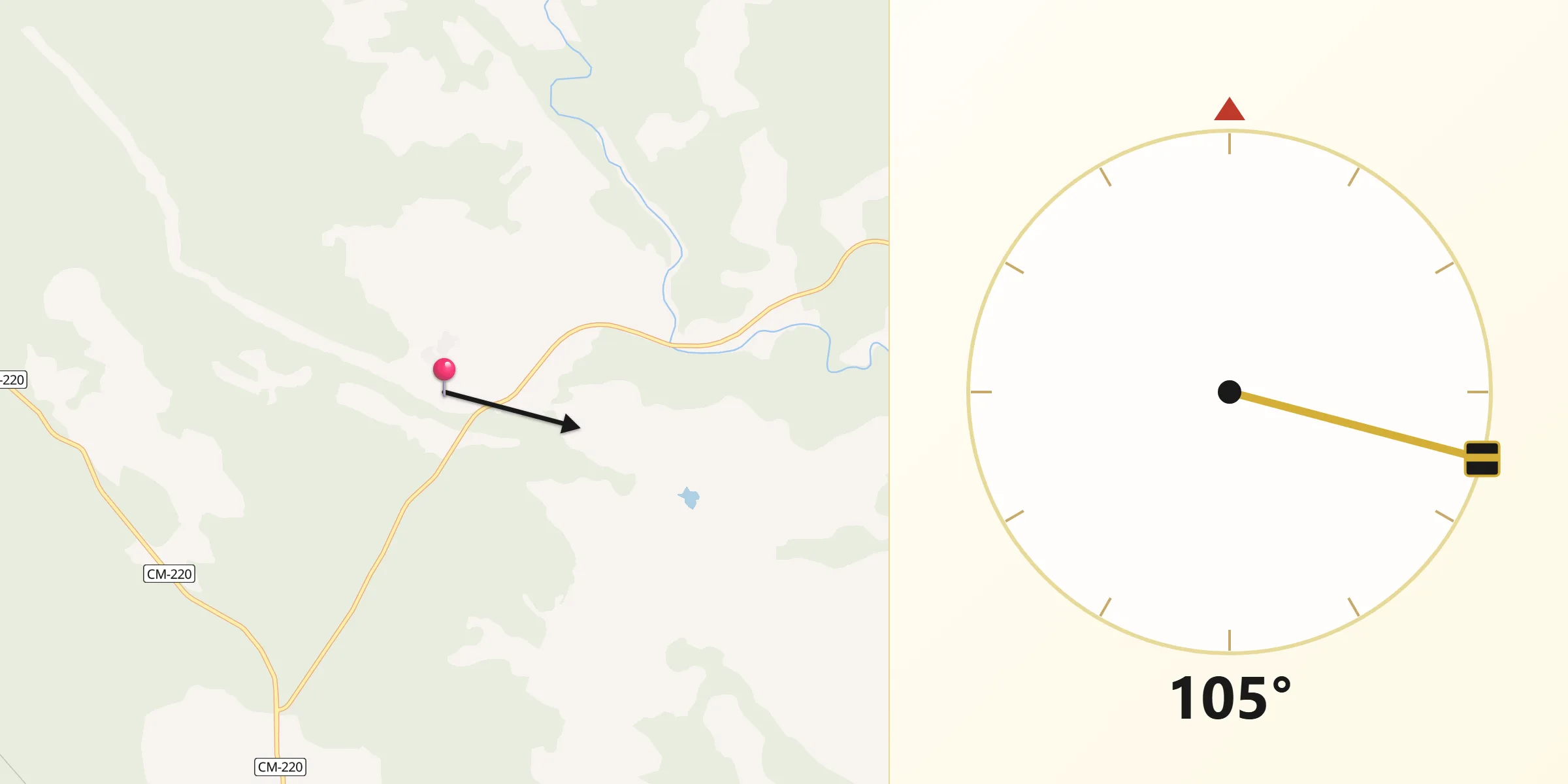 Dirección de la Qibla desde Monteagudo de las Salinas