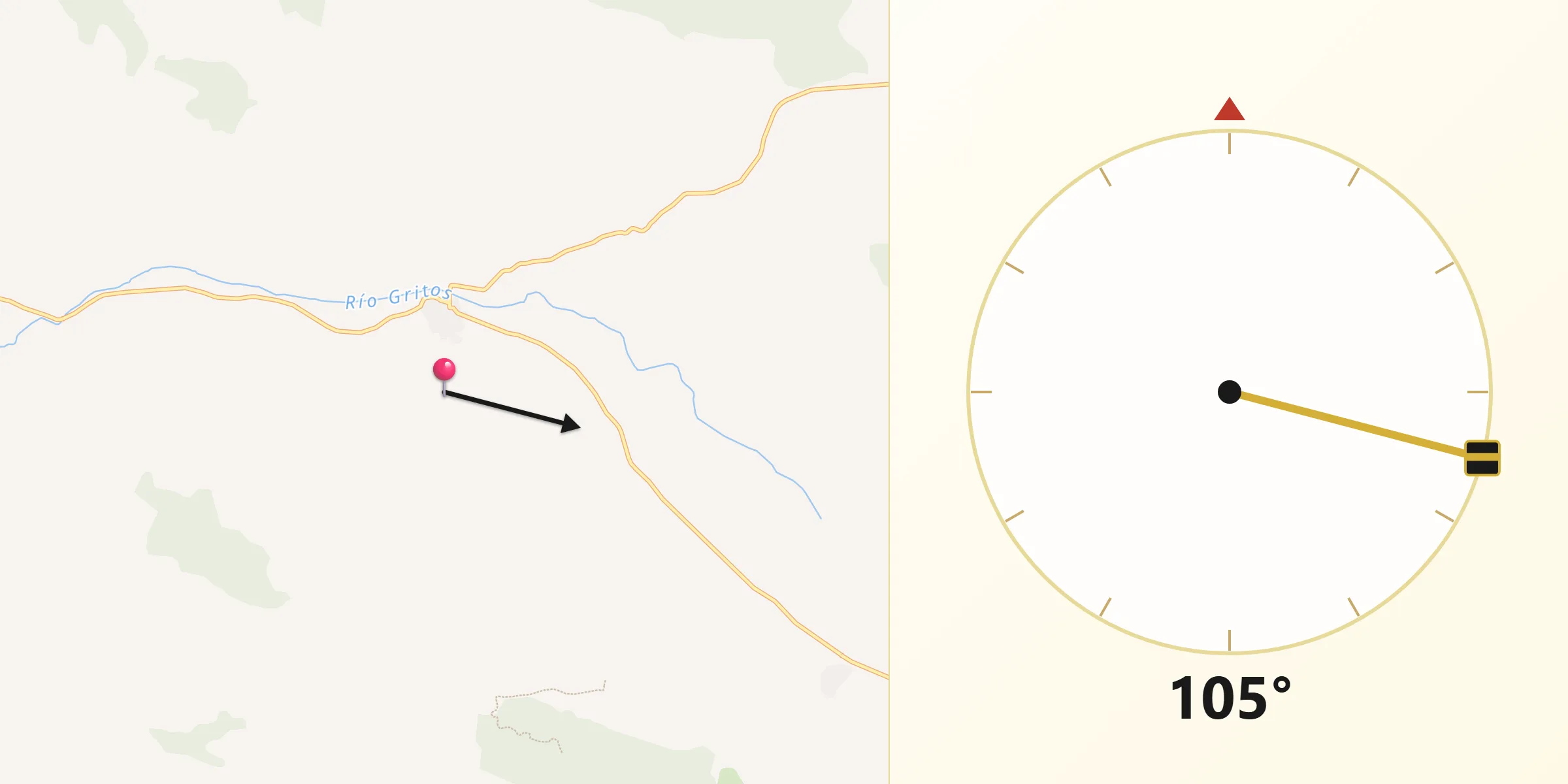 Dirección de la Qibla desde Olmeda del Rey