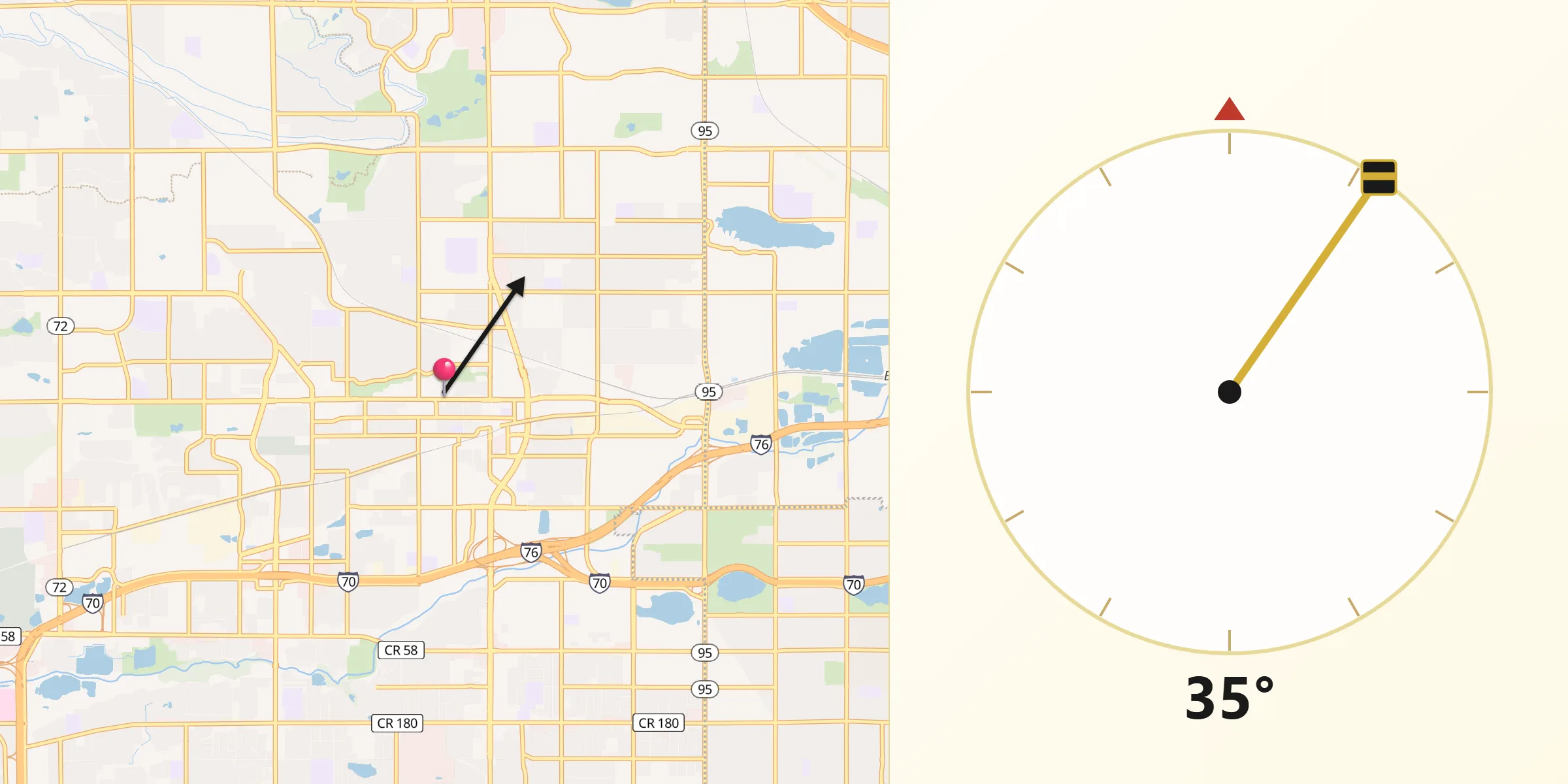 Qibla Direction from Arvada