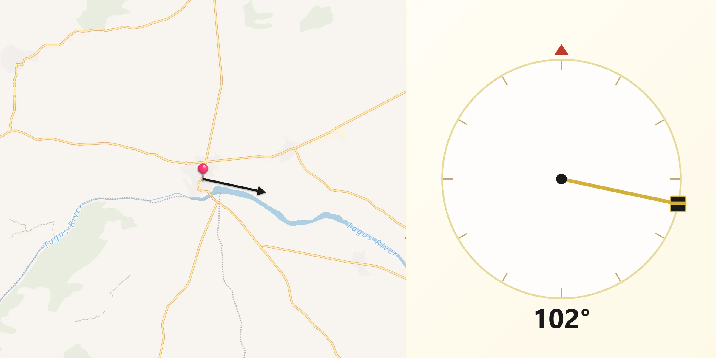 Dirección de la Qibla desde El Puente del Arzobispo