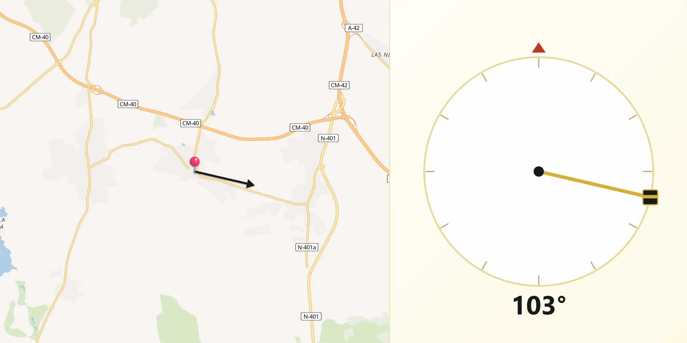 Dirección de la Qibla desde Cobisa