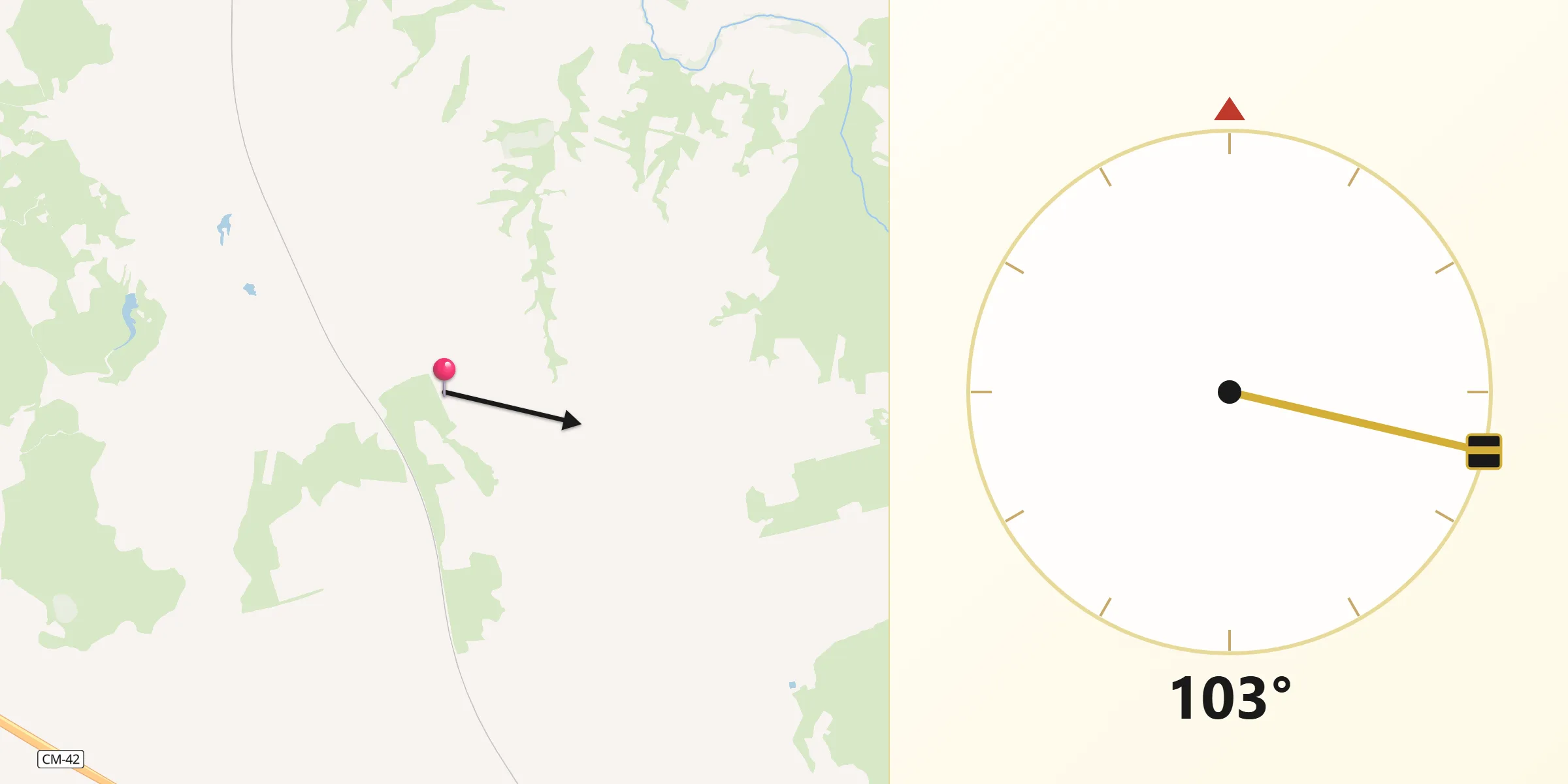 Dirección de la Qibla desde Almonacid de Toledo