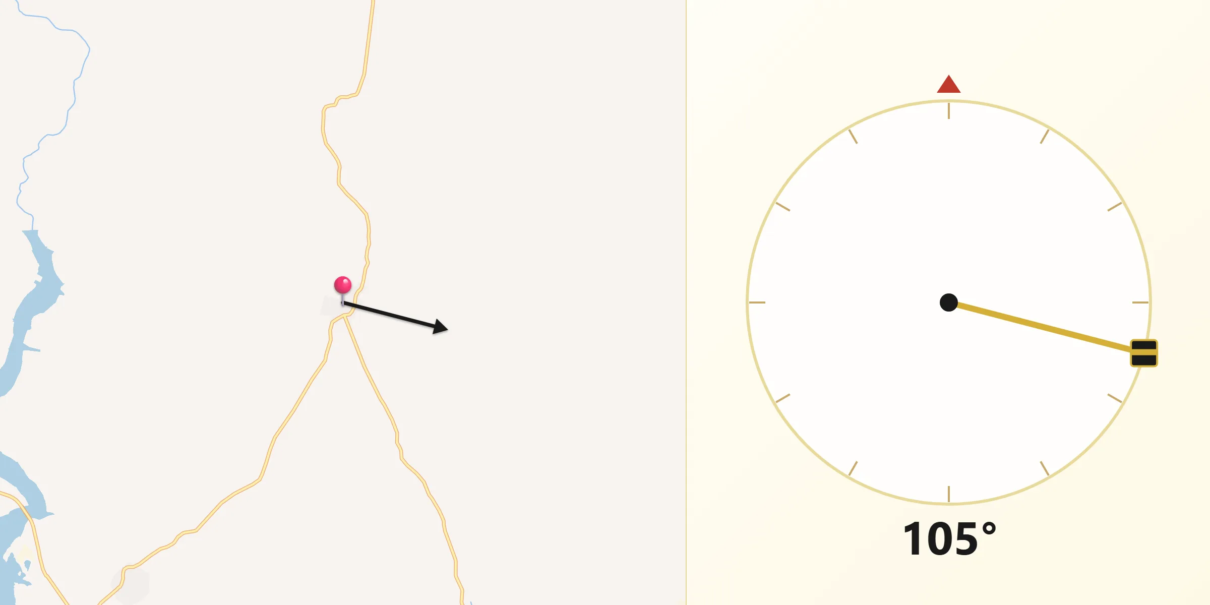 Dirección de la Qibla desde Albaladejo del Cuende