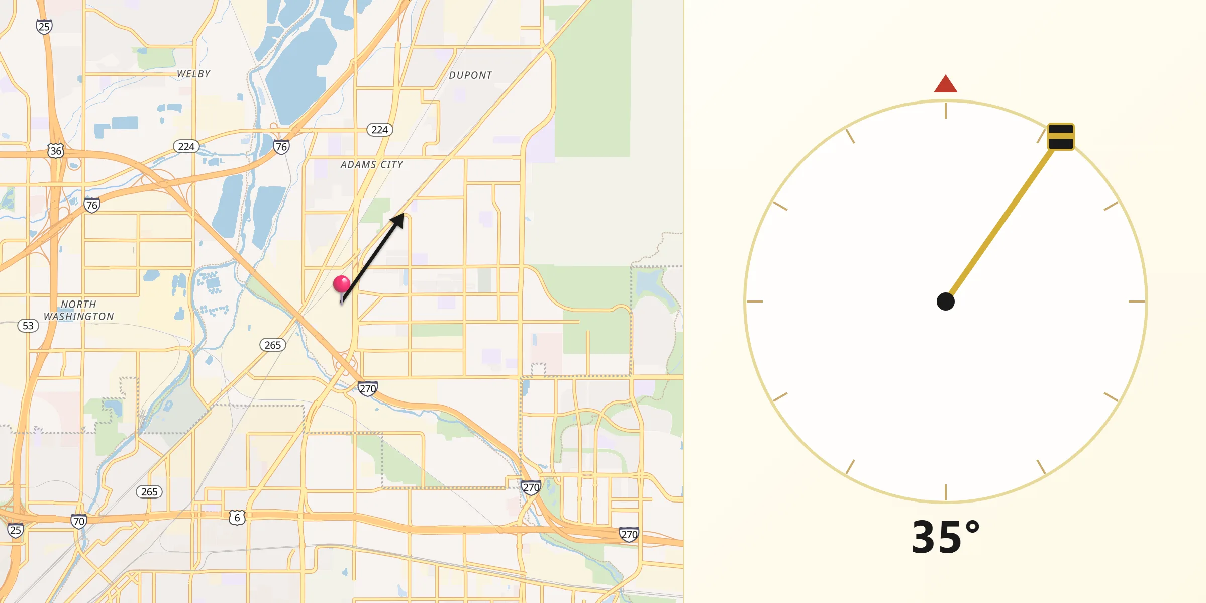 Qibla Direction from Commerce City