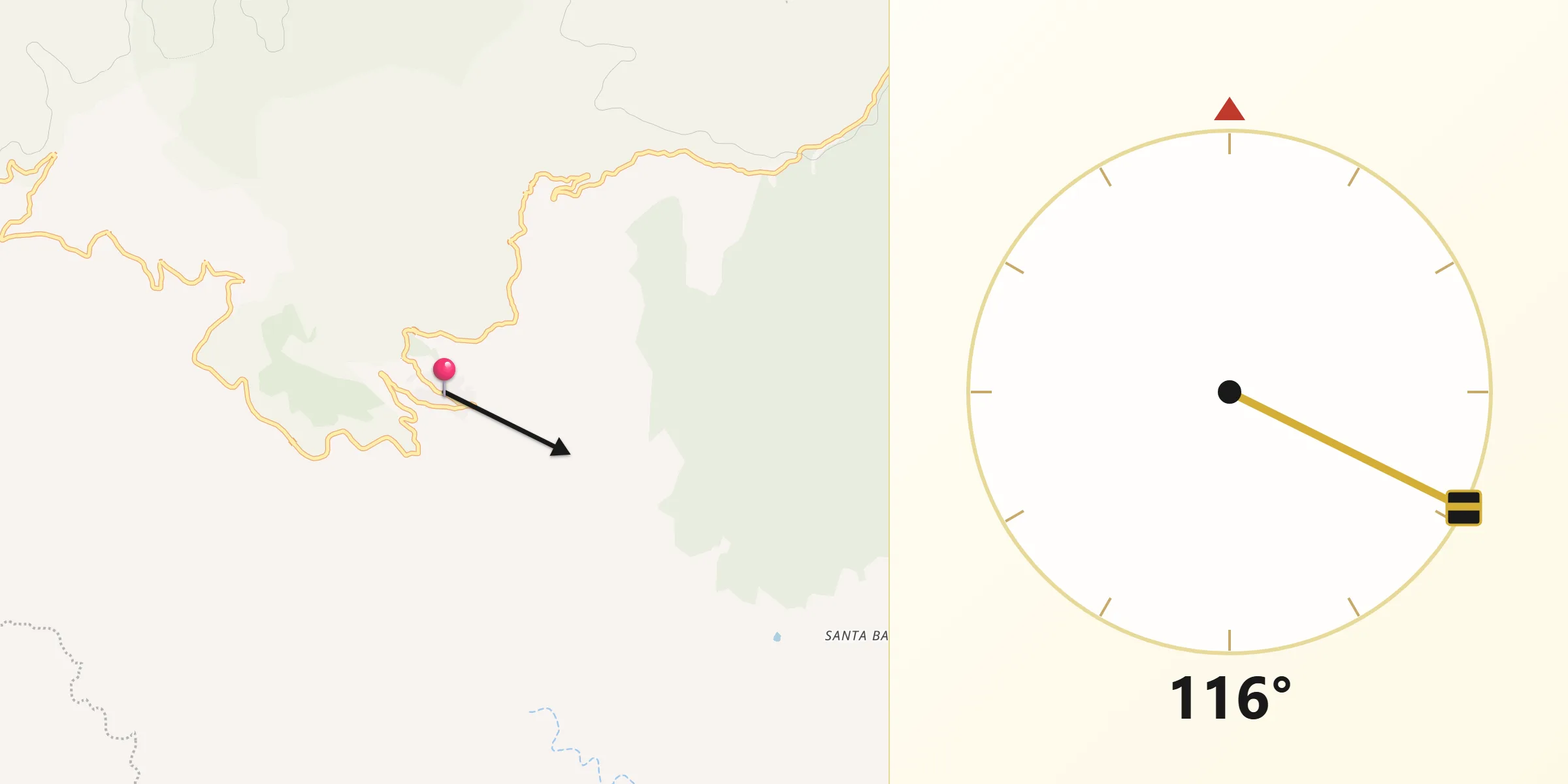 Direzione della Qibla da Ussassai