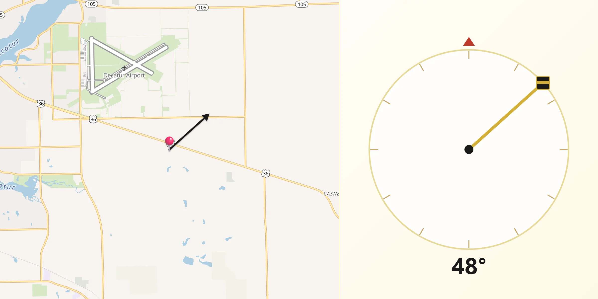 Qibla Direction from Long Creek