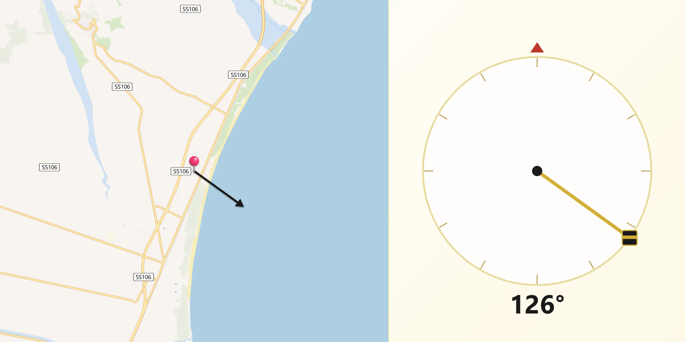Direzione della Qibla da Villapiana Lido