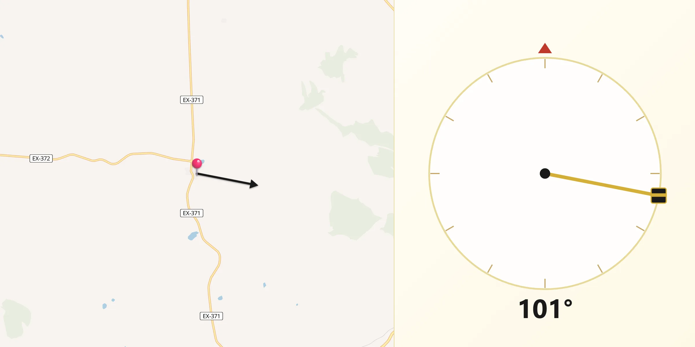 Dirección de la Qibla desde Portezuelo