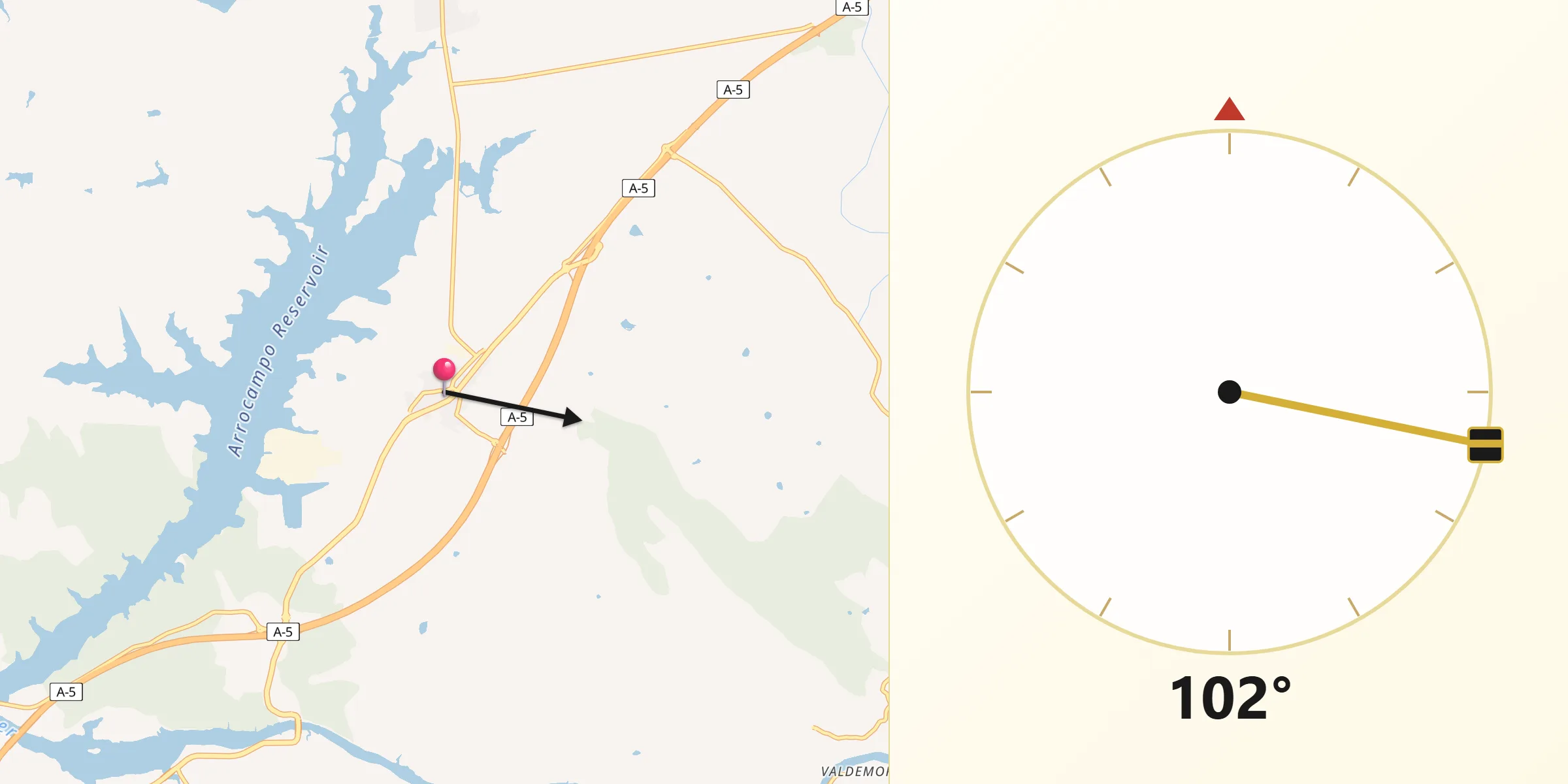 Dirección de la Qibla desde Almaraz