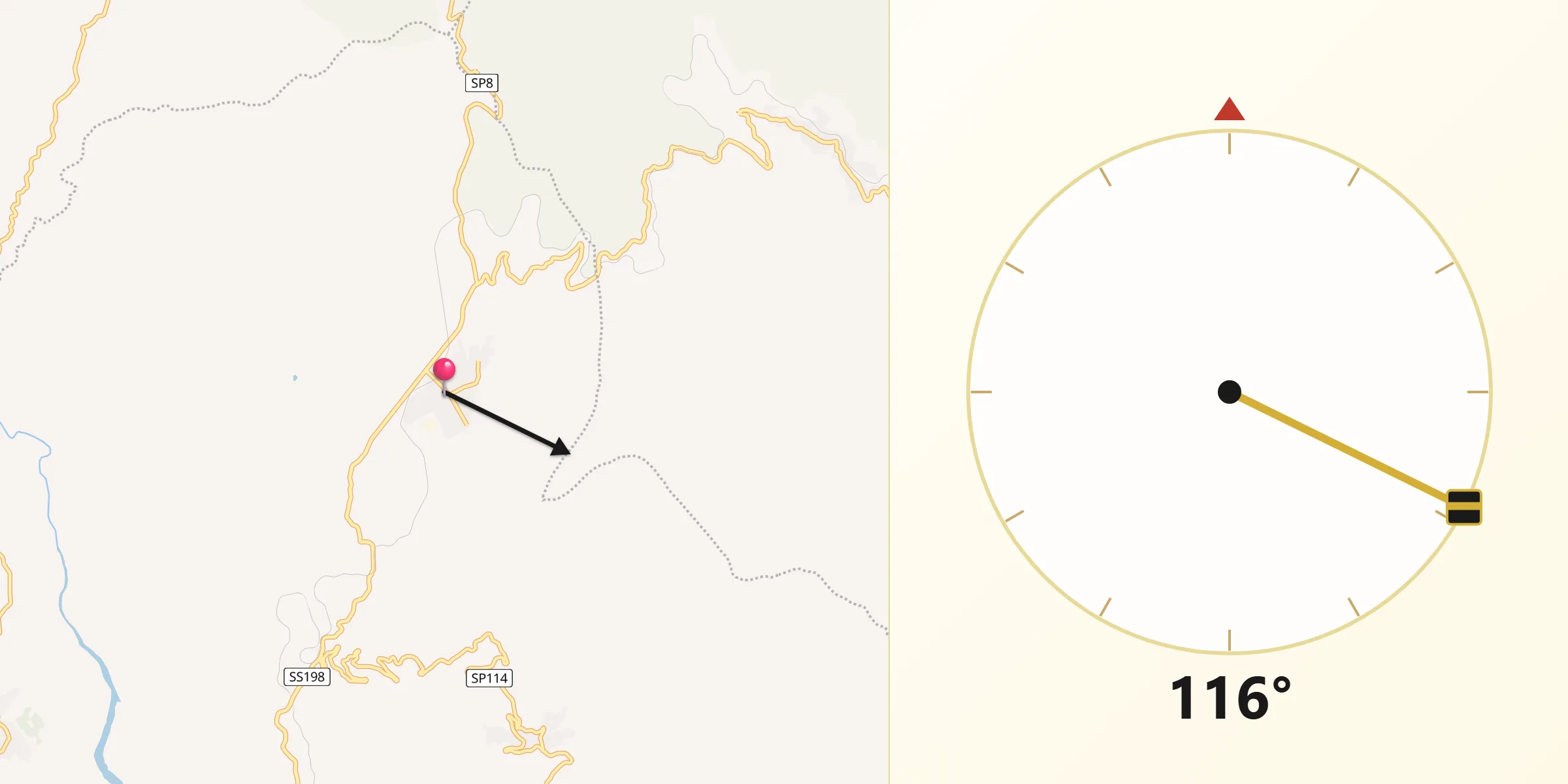 Direzione della Qibla da Sadali
