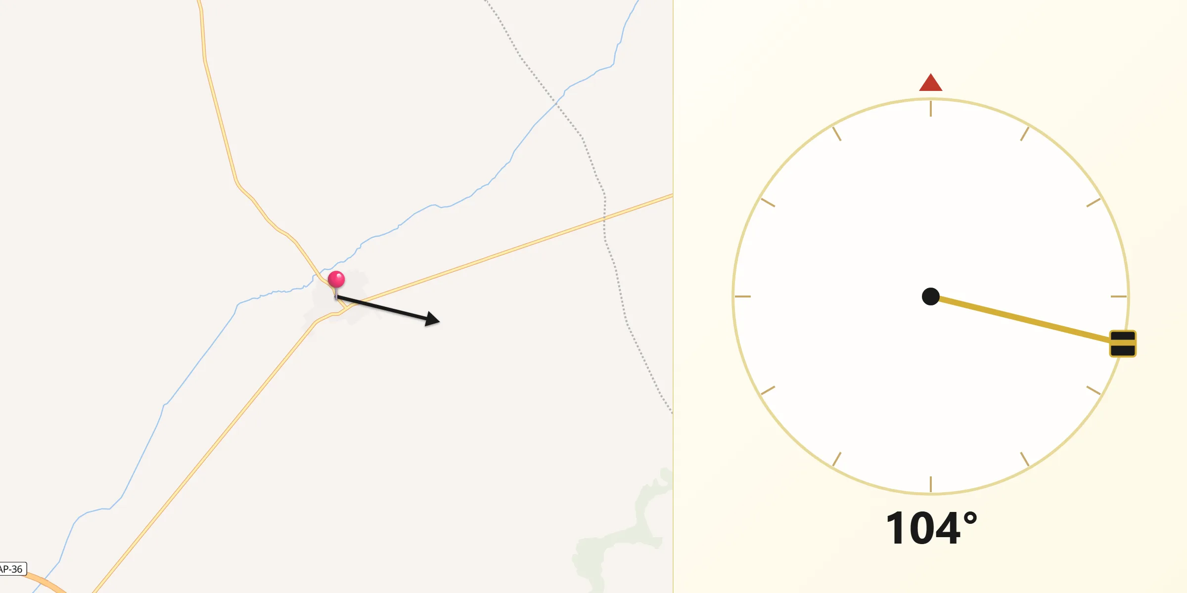 Dirección de la Qibla desde Cabezamesada