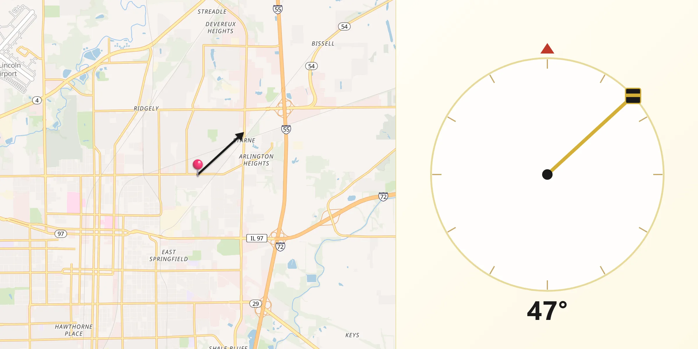 Qibla Direction from Grandview