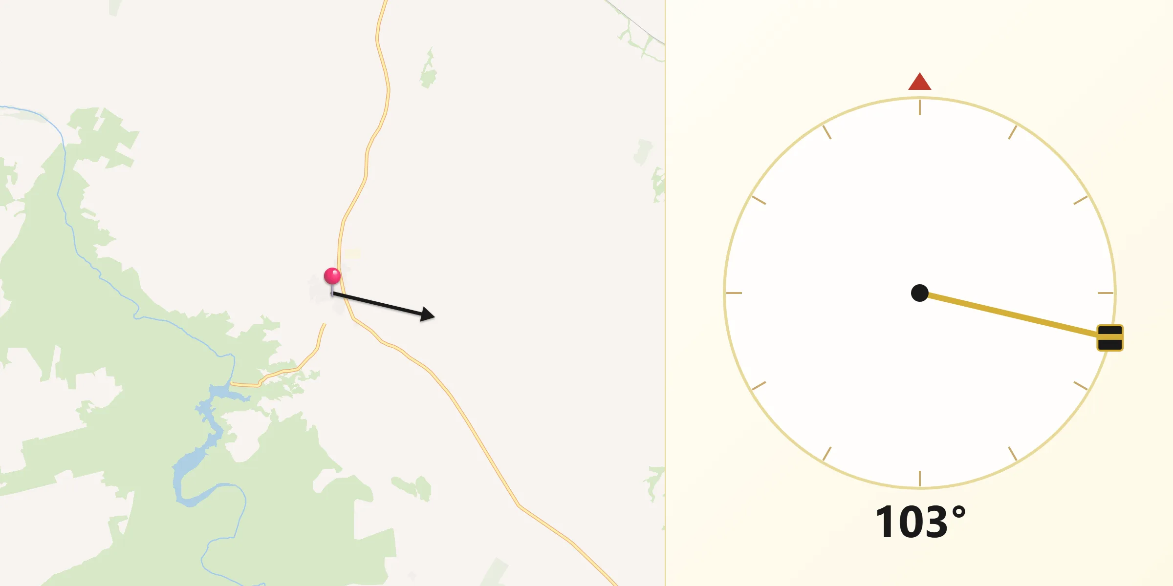 Dirección de la Qibla desde Villamuelas