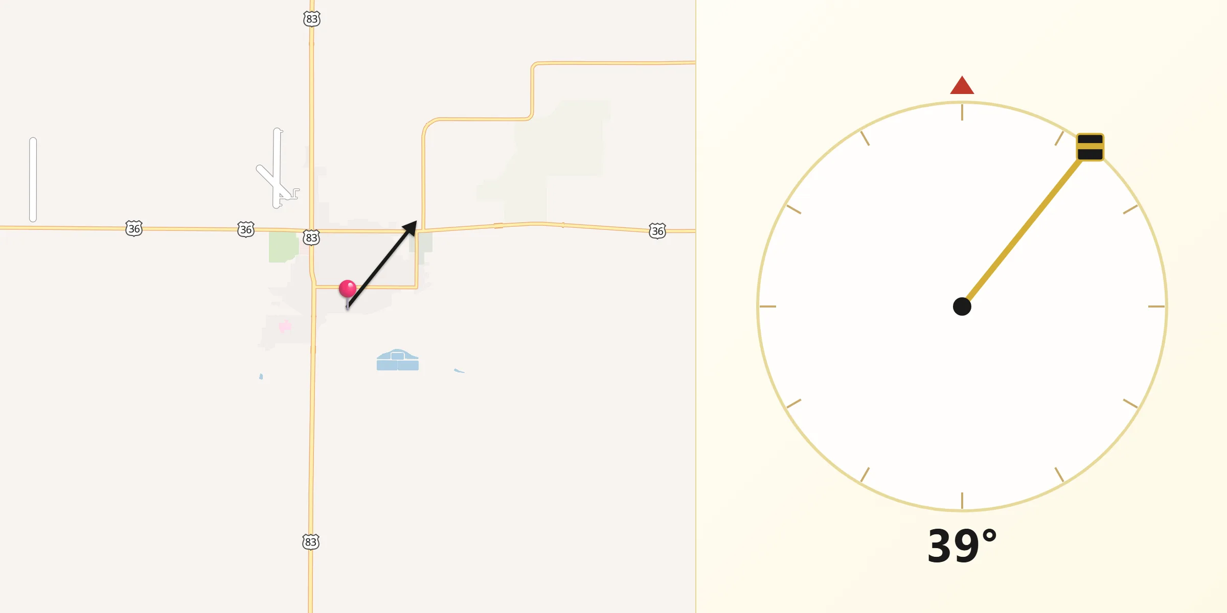 Qibla Direction from Oberlin