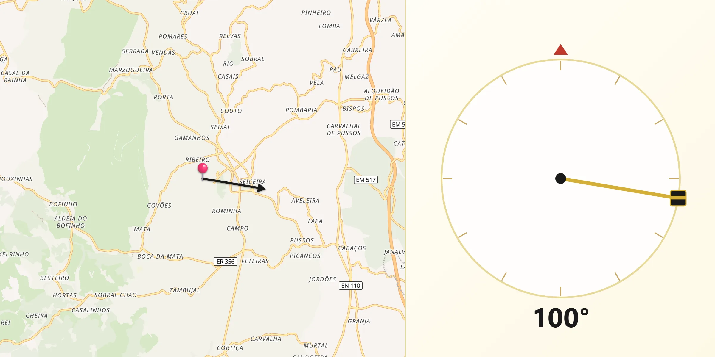 Direção da Qibla a partir de Alvaiázere