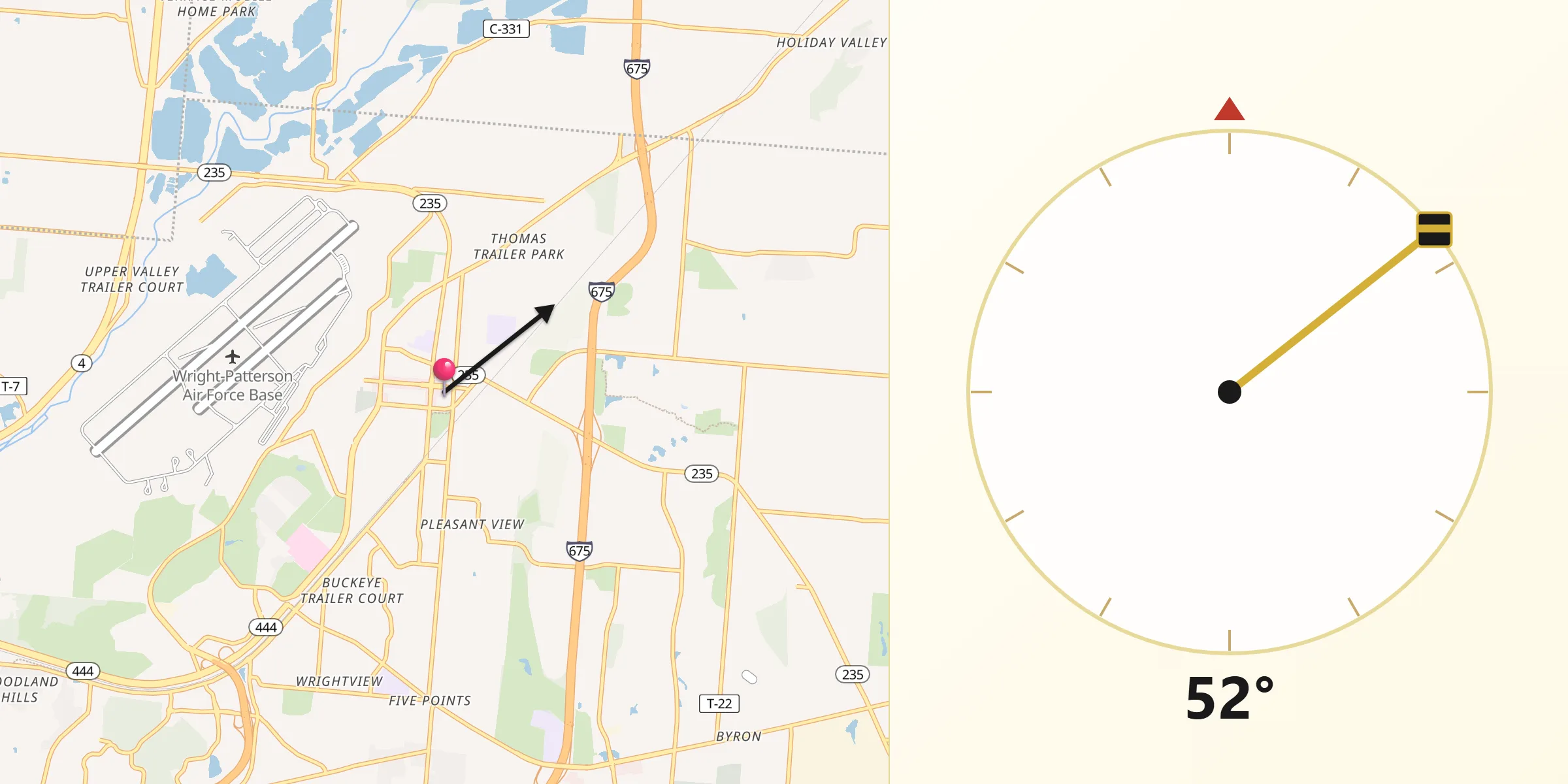 Qibla Direction from Fairborn