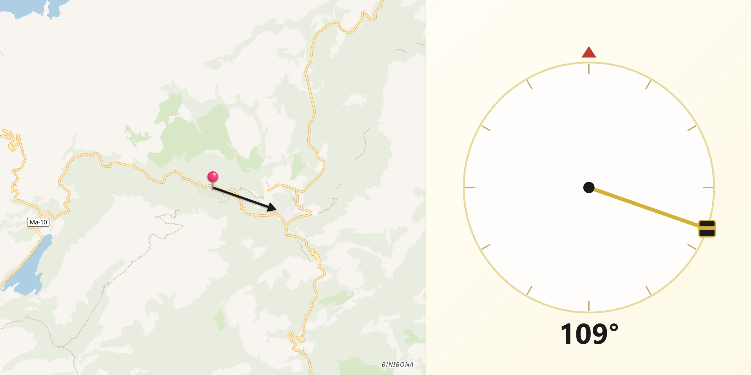 Dirección de la Qibla desde Escorca
