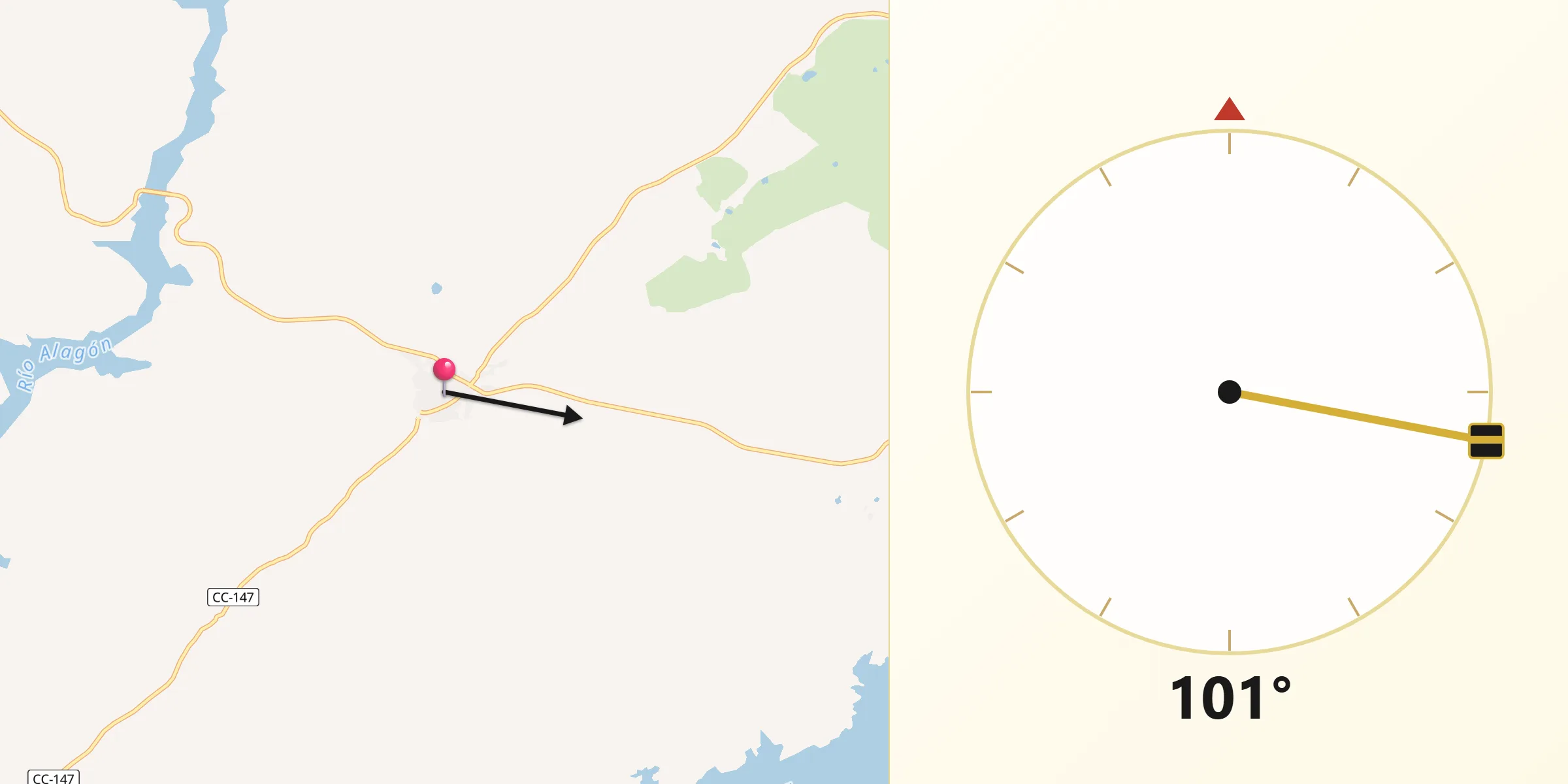 Dirección de la Qibla desde Ceclavín