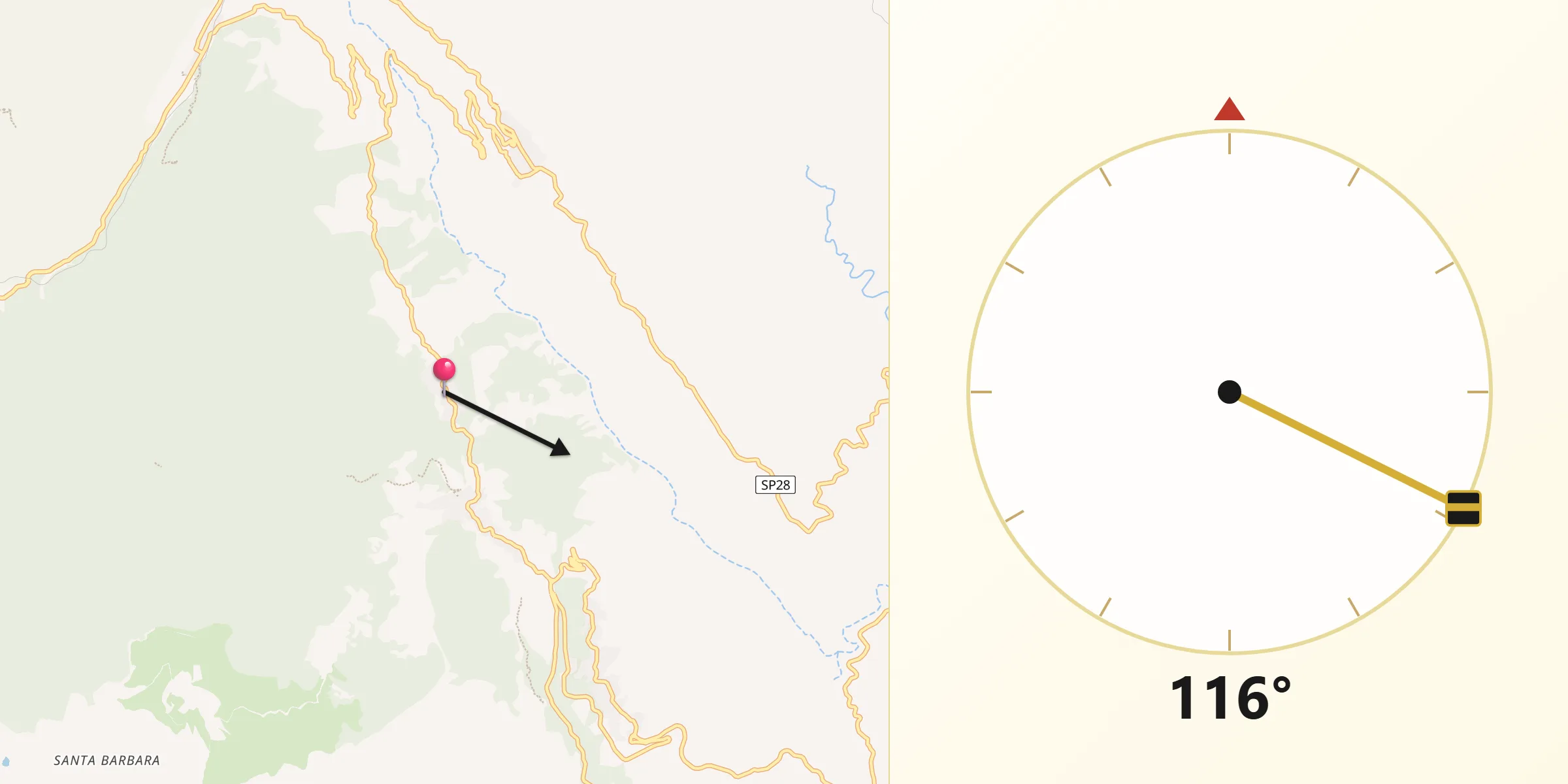 Direzione della Qibla da Osini